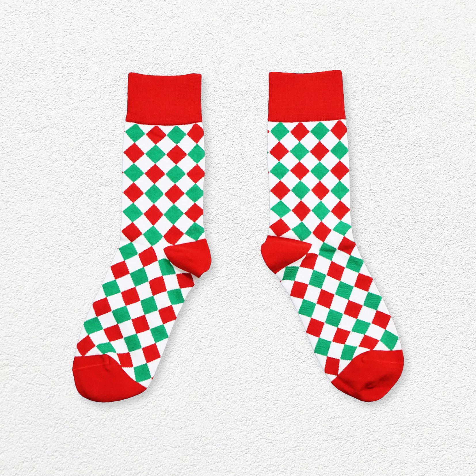 Christmas mid-calf sock - Xmas checkerboard
