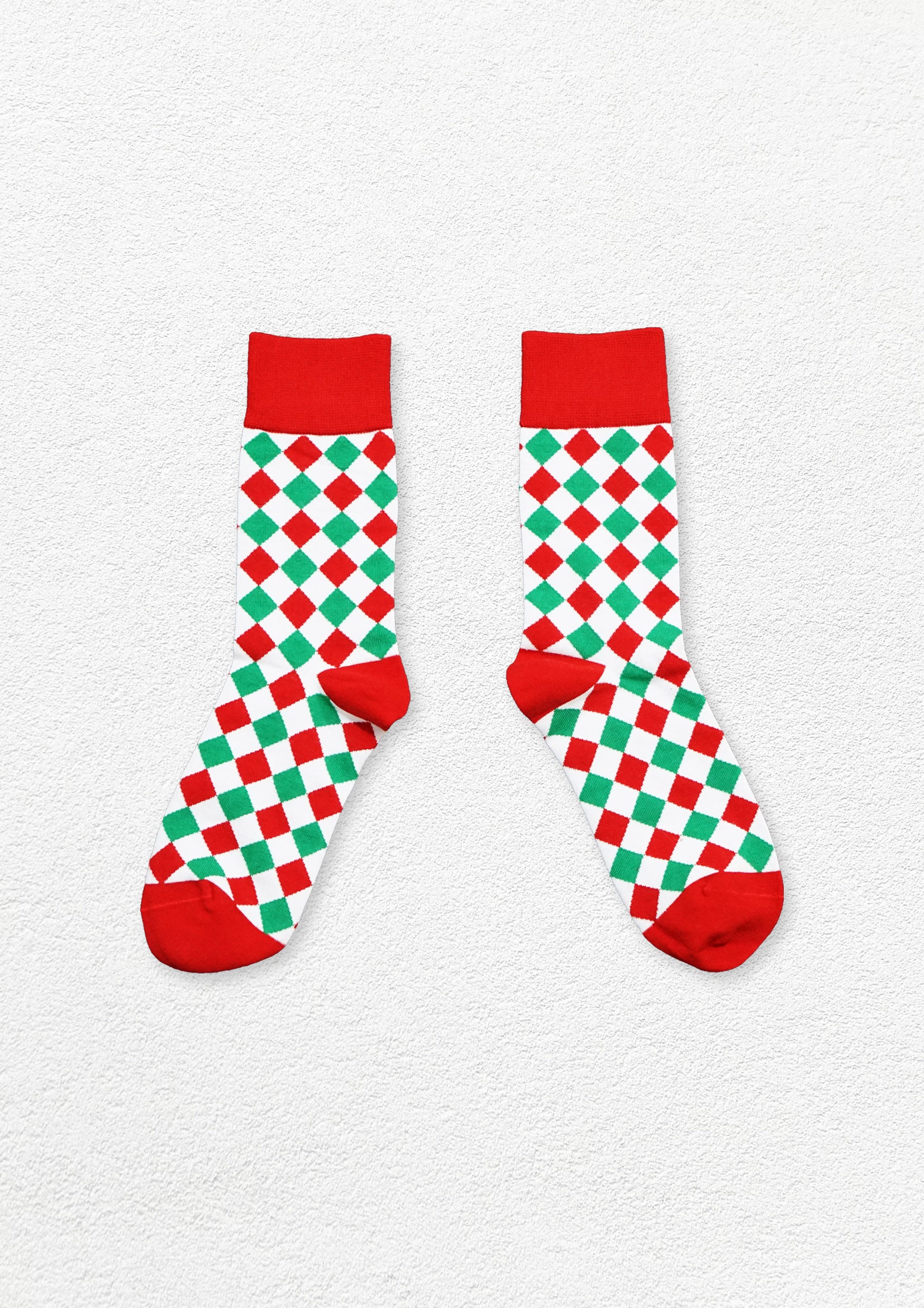 Christmas mid-calf sock - Xmas checkerboard