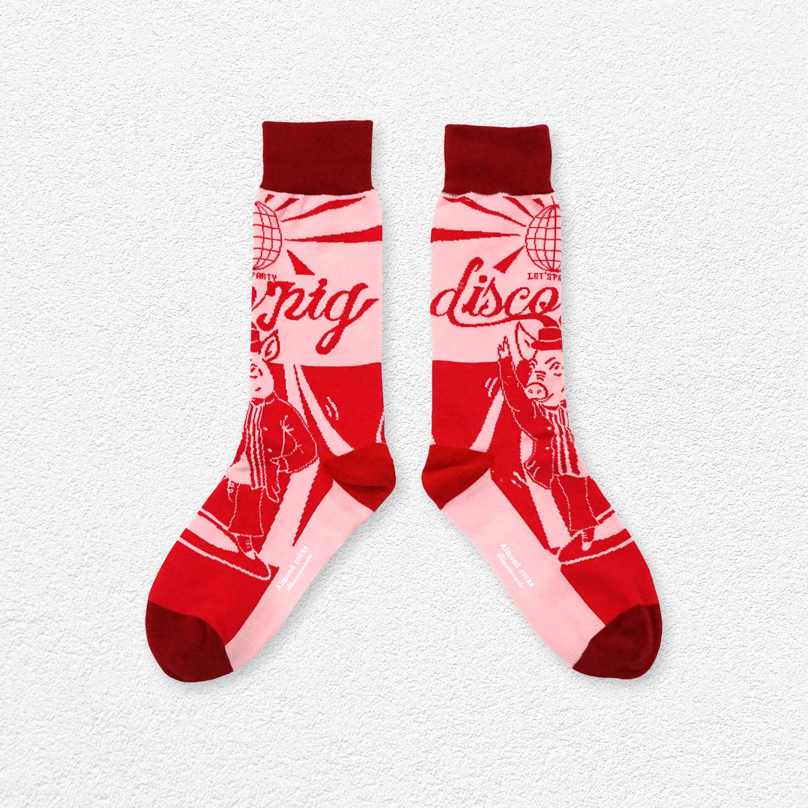 Disco Pig mid-calf sock - red