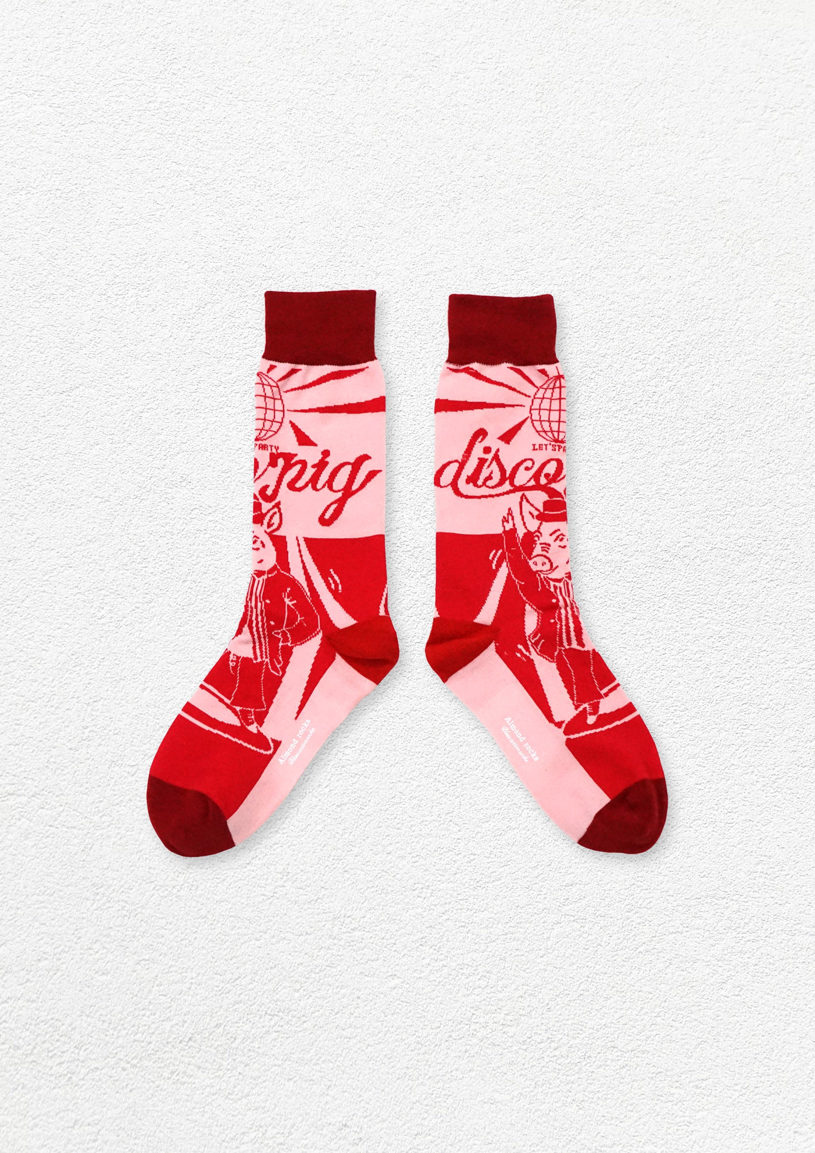 Disco Pig mid-calf sock - red