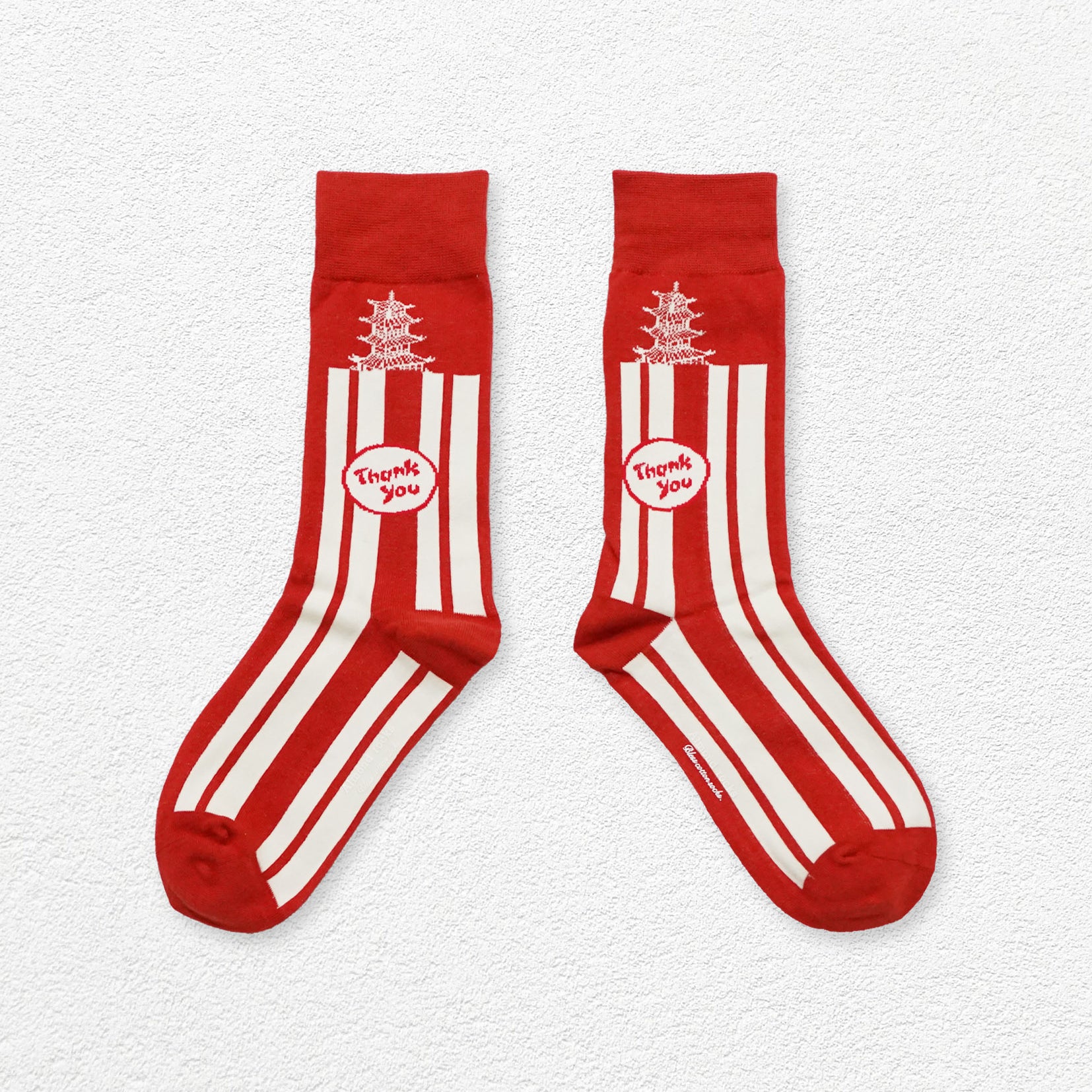 'Thank you' Chinese takeaway mid-calf sock - red