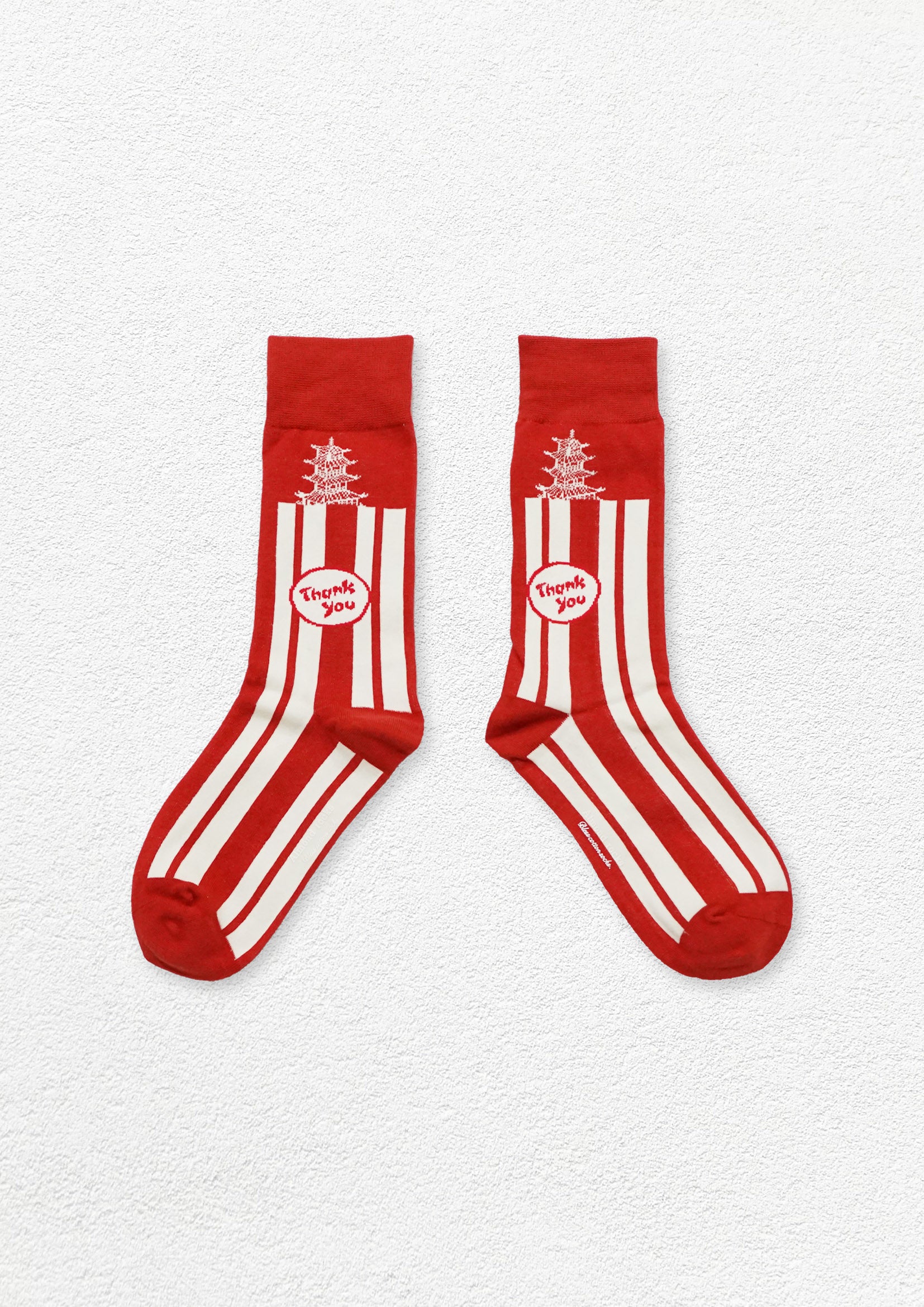 'Thank you' Chinese takeaway mid-calf sock - red