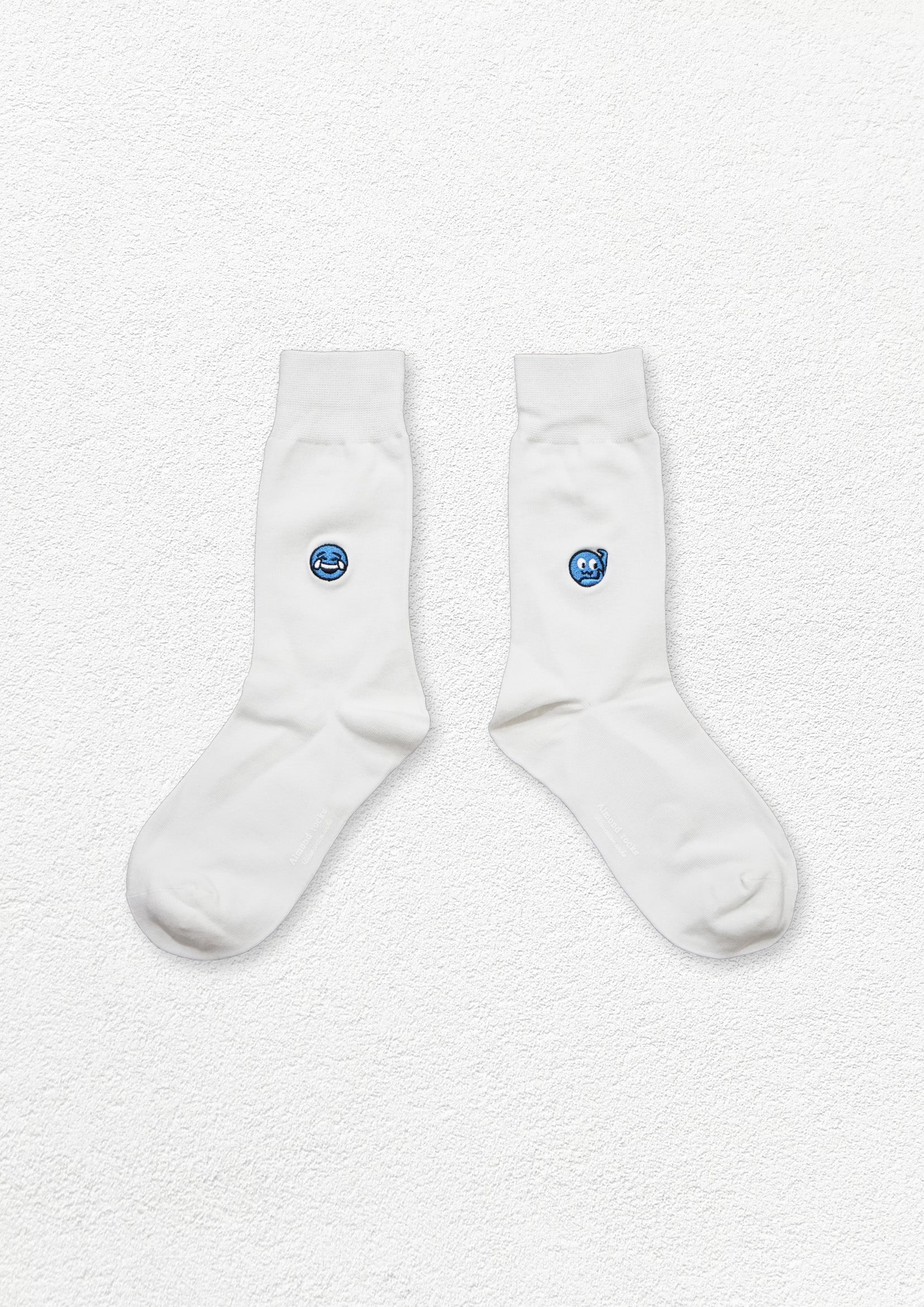 Blue emoji mid-calf sock - white