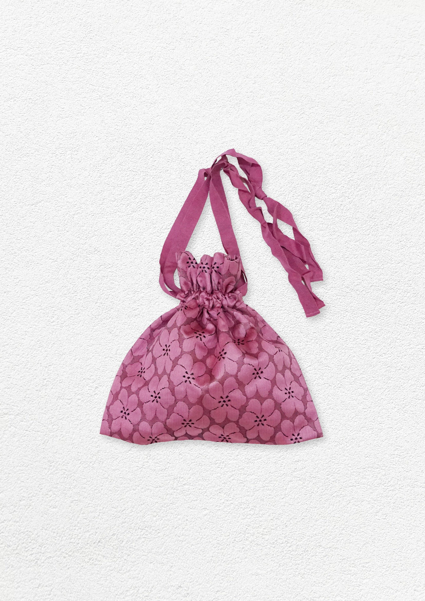 Cherry blossom drawstring shoulder pouch / mini backpack - pink