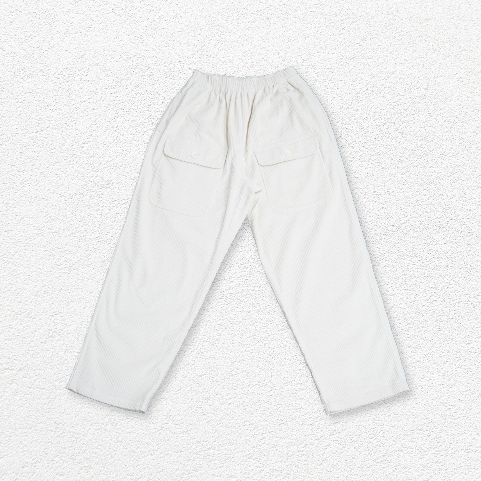 Corduroy baggy pocket high waist straight pants - cream