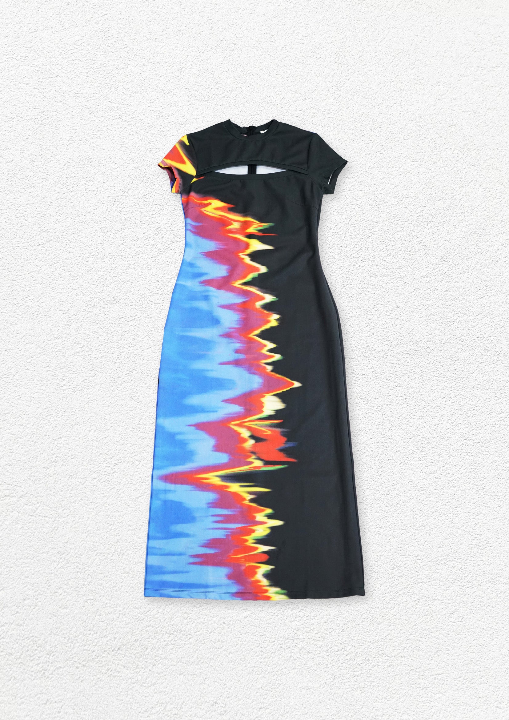 Flame and Flash cut out short sleeve slim-fit long dress