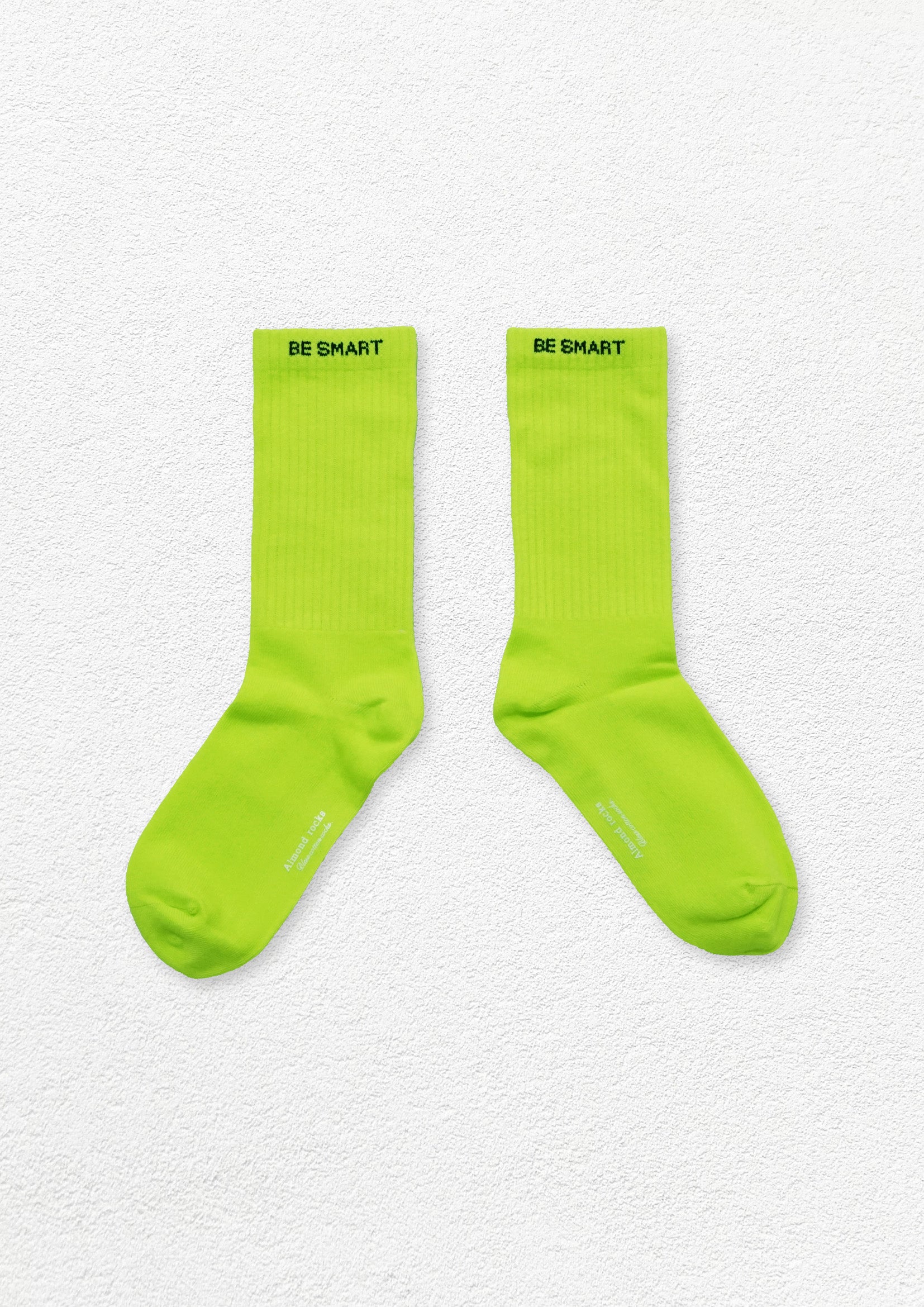 Neon ribbed mid-calf sock - lime