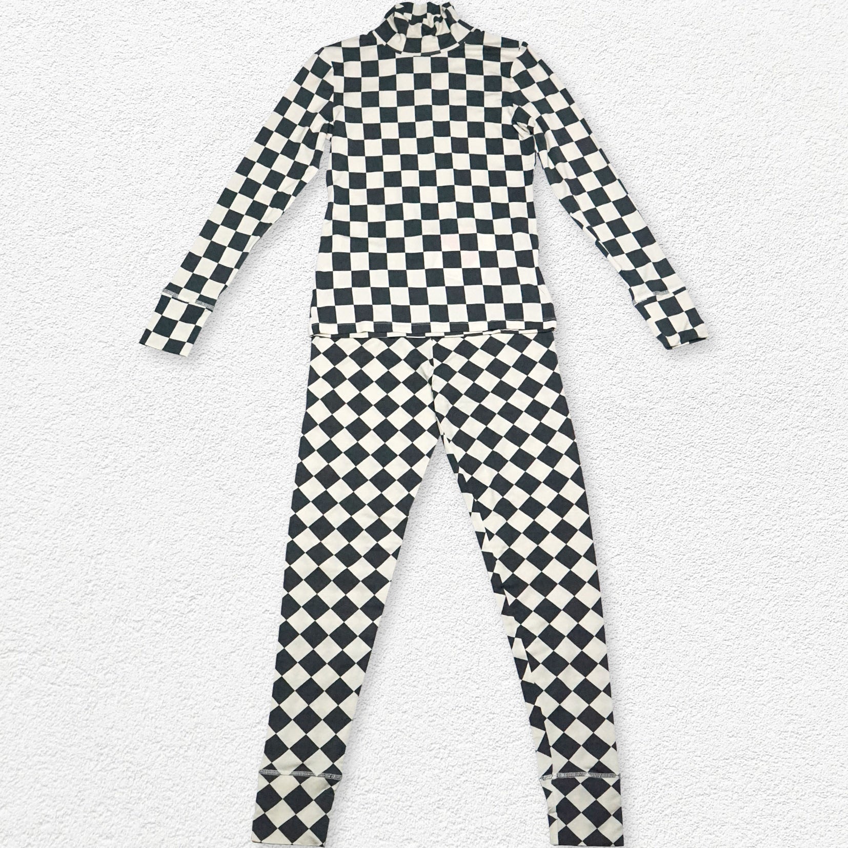 Checkerboard print underwear set in black & white