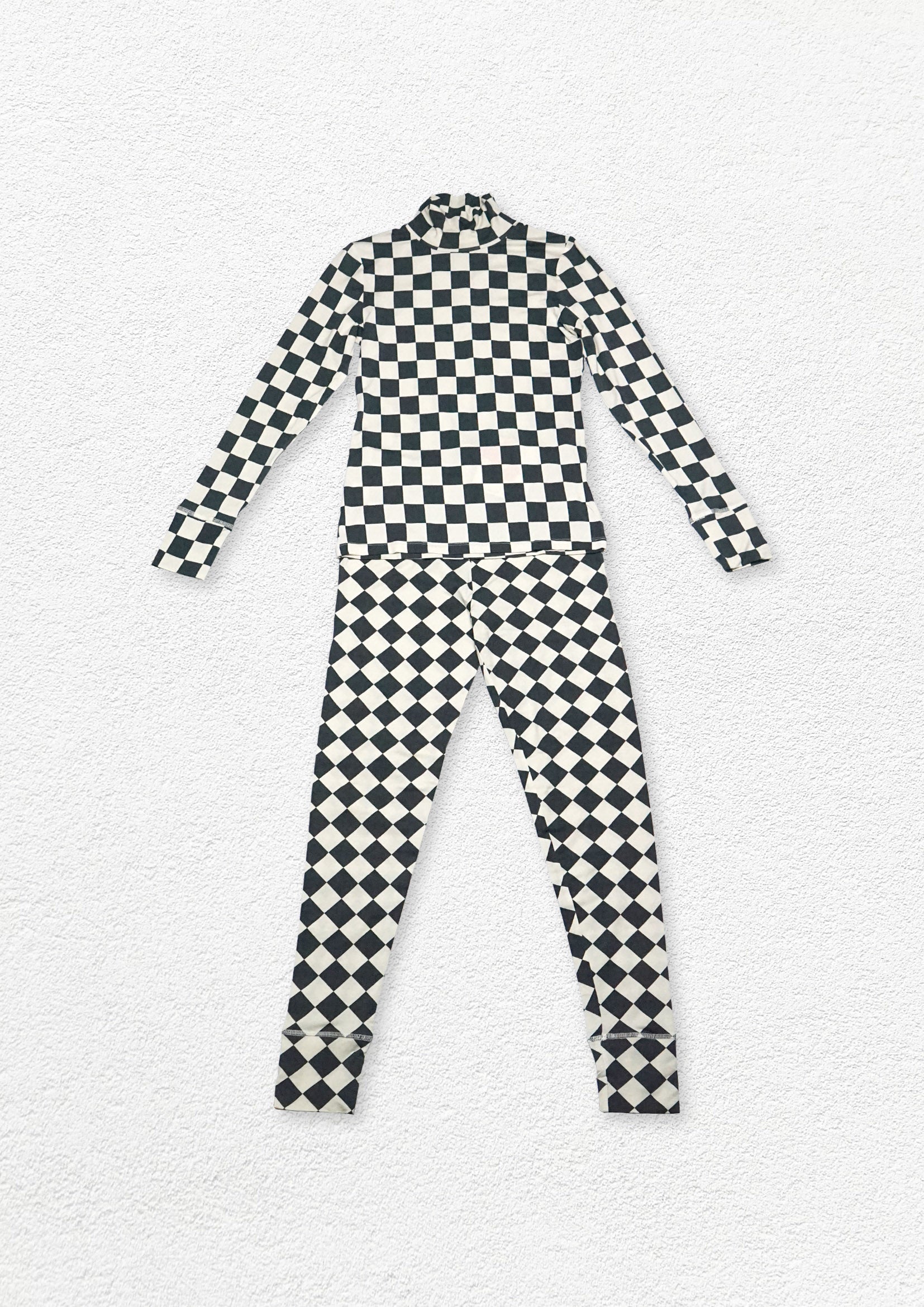 Checkerboard print underwear set in black & white
