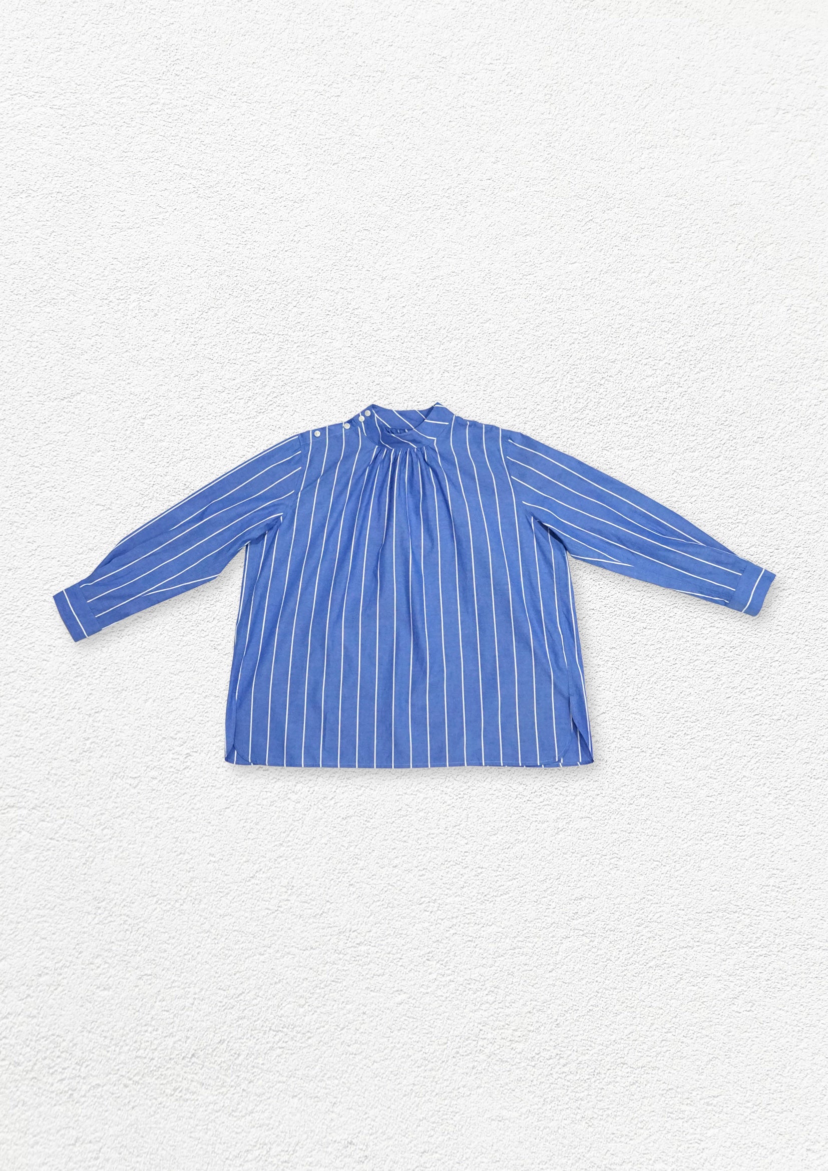 Striped shirt mock neck - cornflower blue