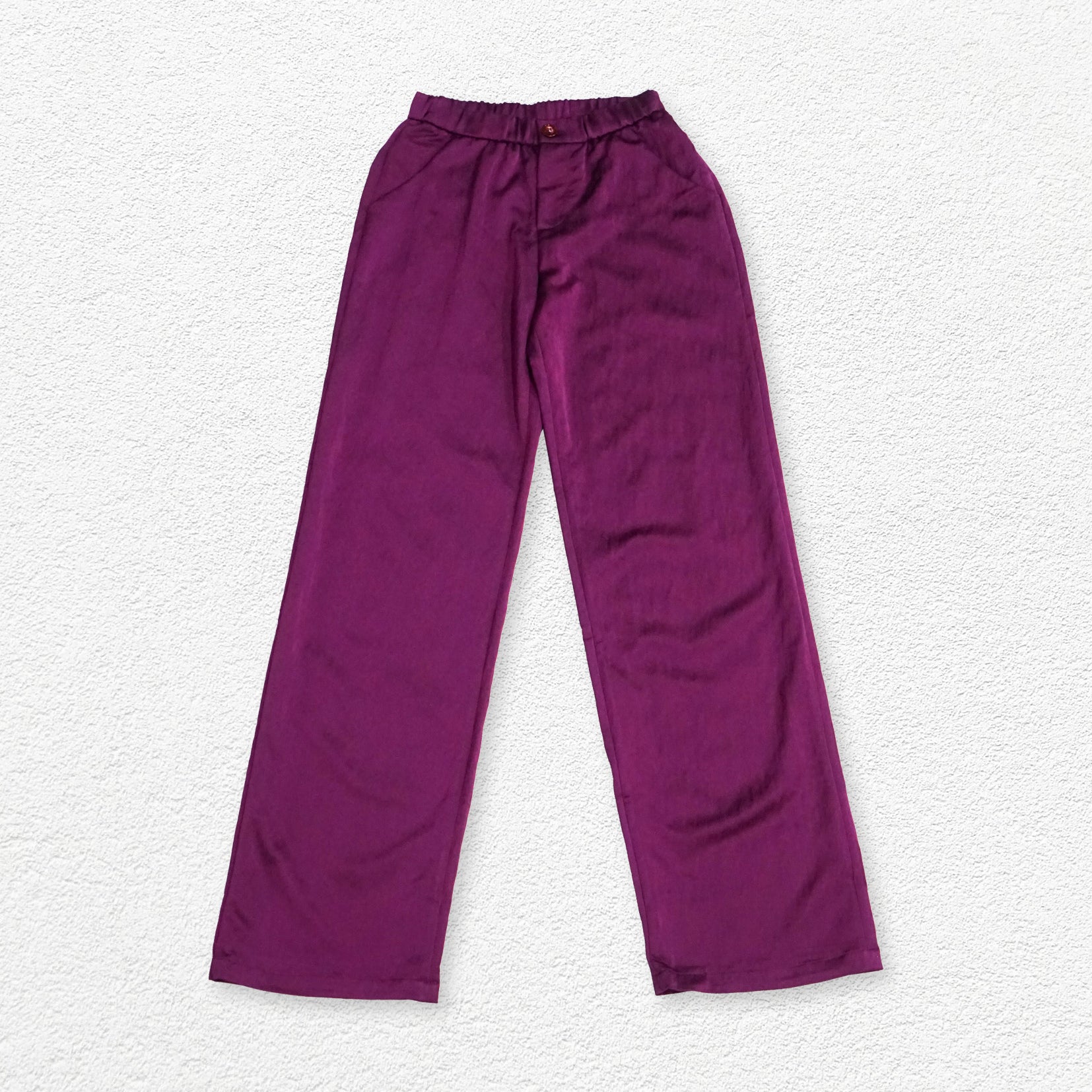Basic high waist straight pants - grape