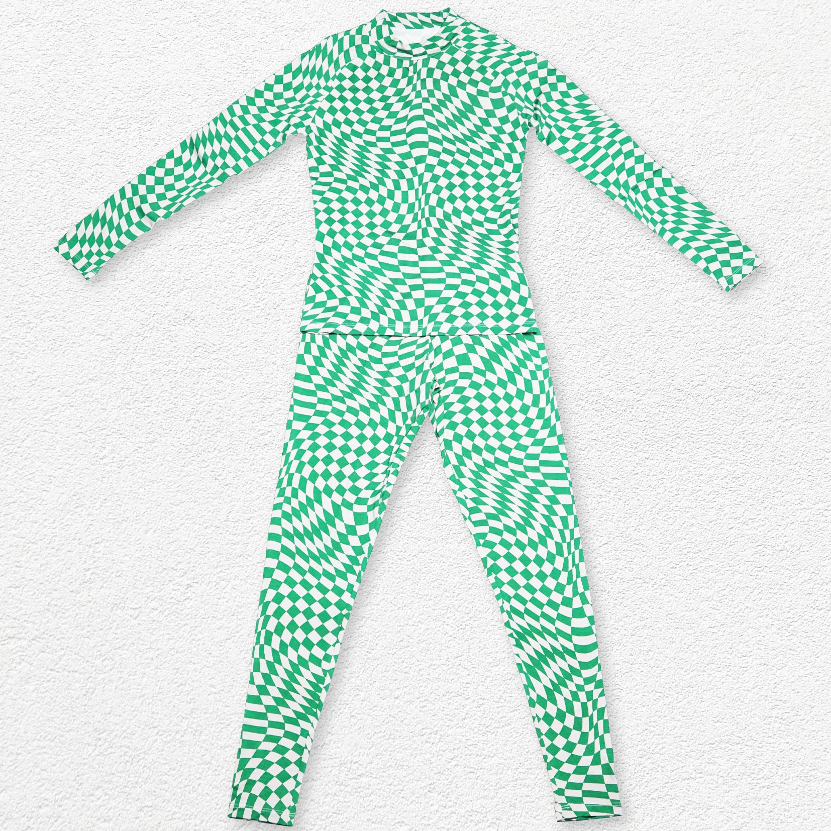 Twisted checkerboard print underwear set - jade
