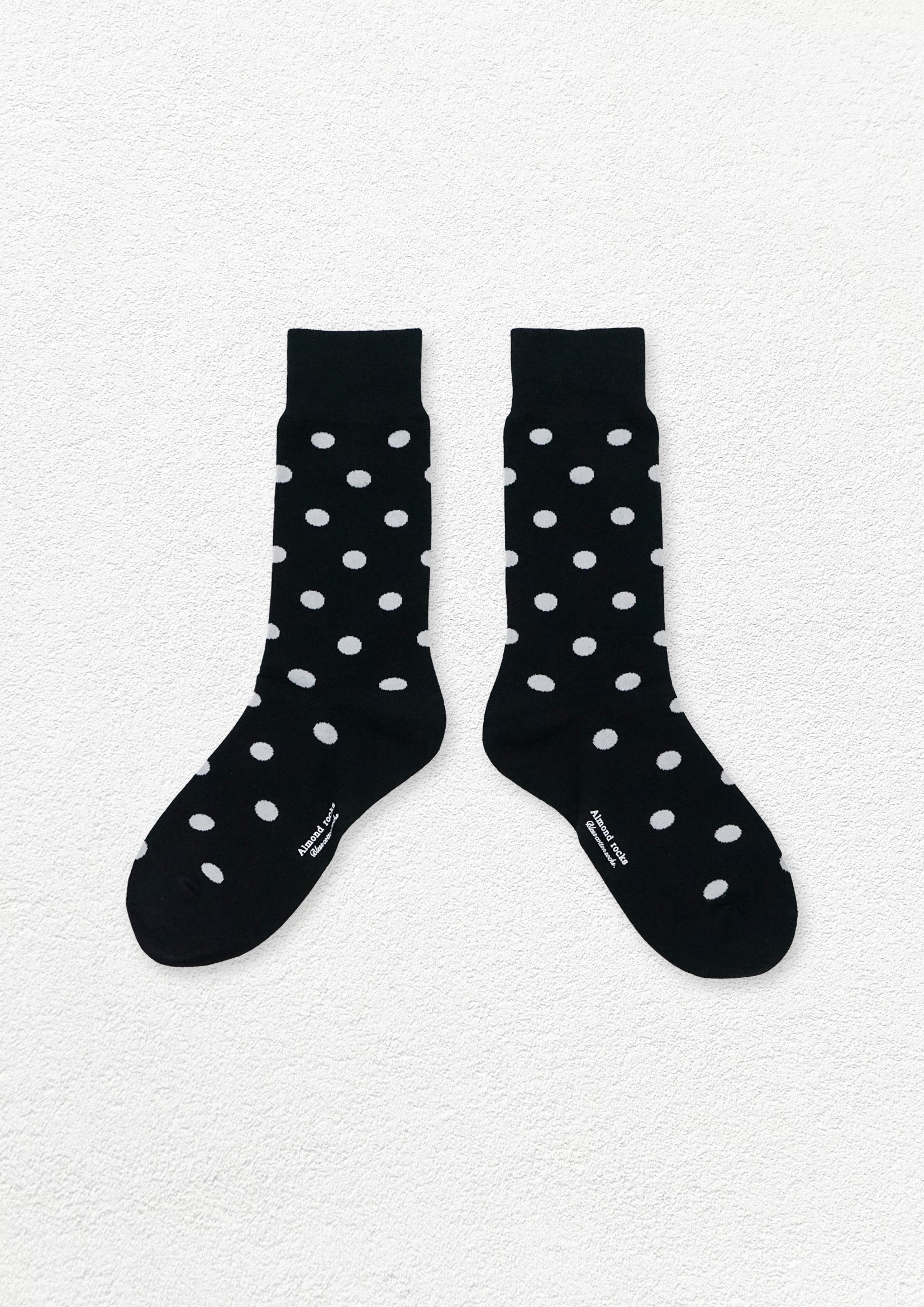Big polka dot mid-calf sock - black