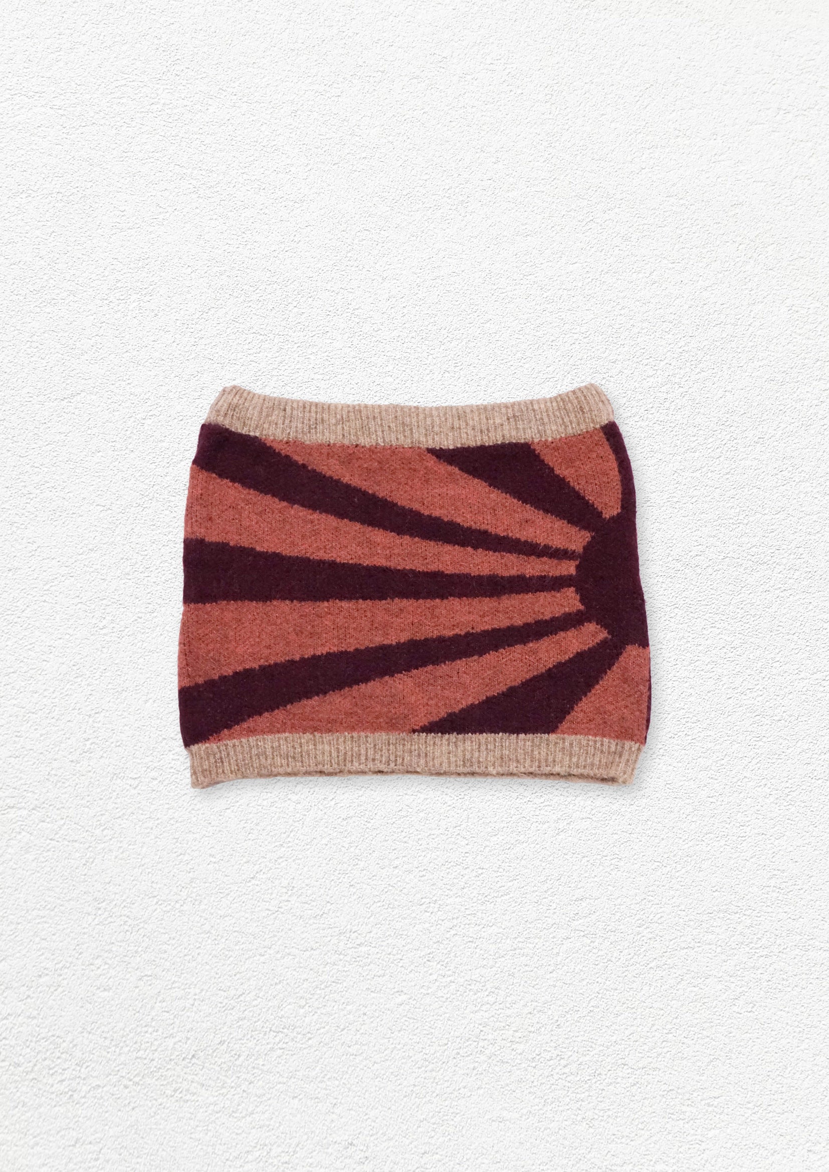 Sun ray knit mini tube skirt - coral
