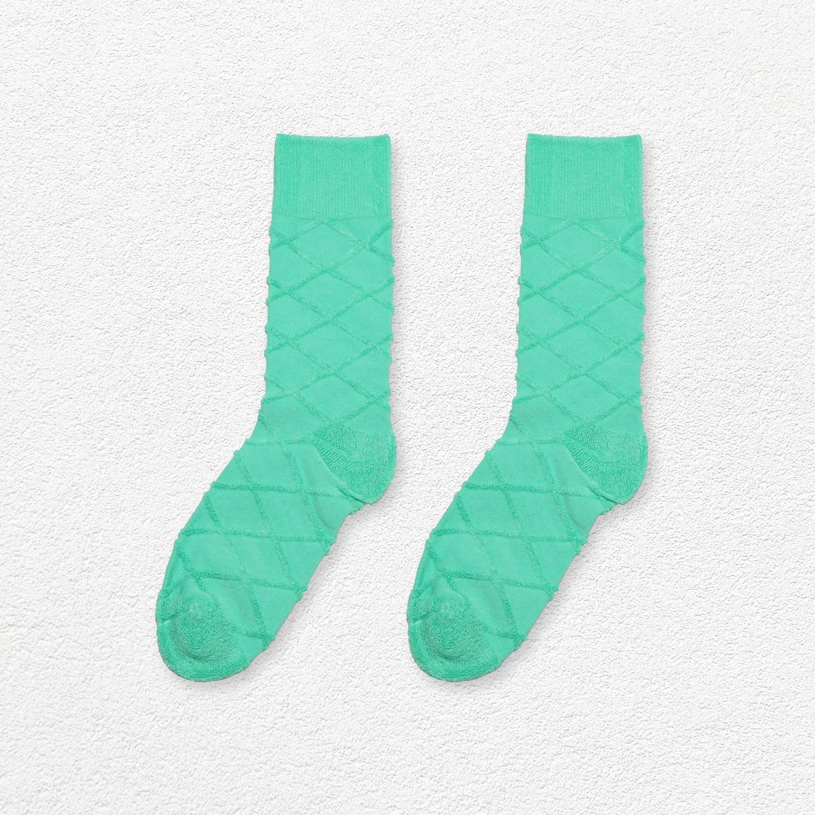 Terry jacquard mid-calf sock - turquoise