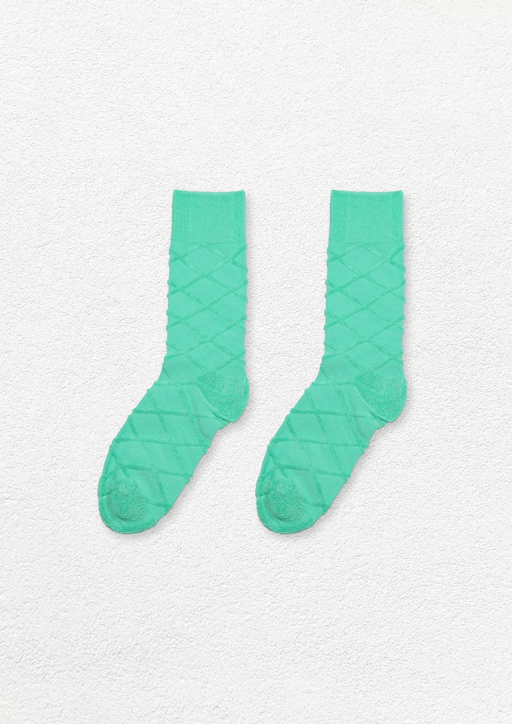 Terry jacquard mid-calf sock - turquoise