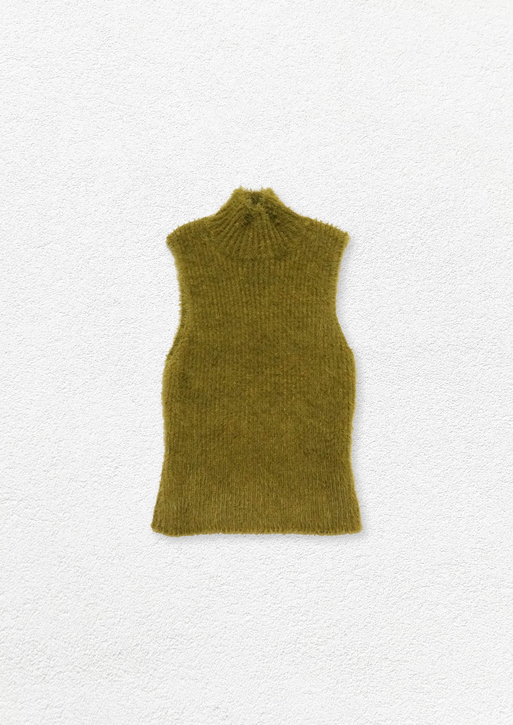 Fluffy knit crop tank top - olive