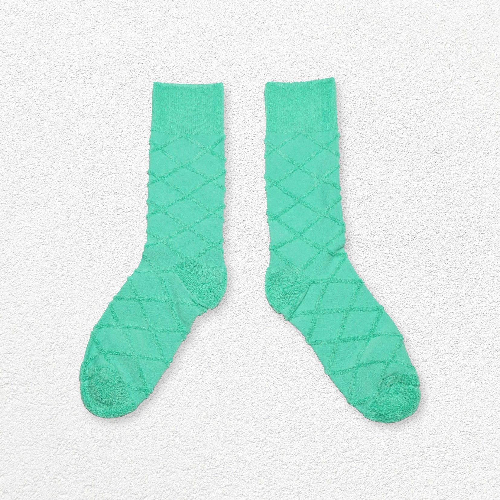 Terry jacquard mid-calf sock - turquoise