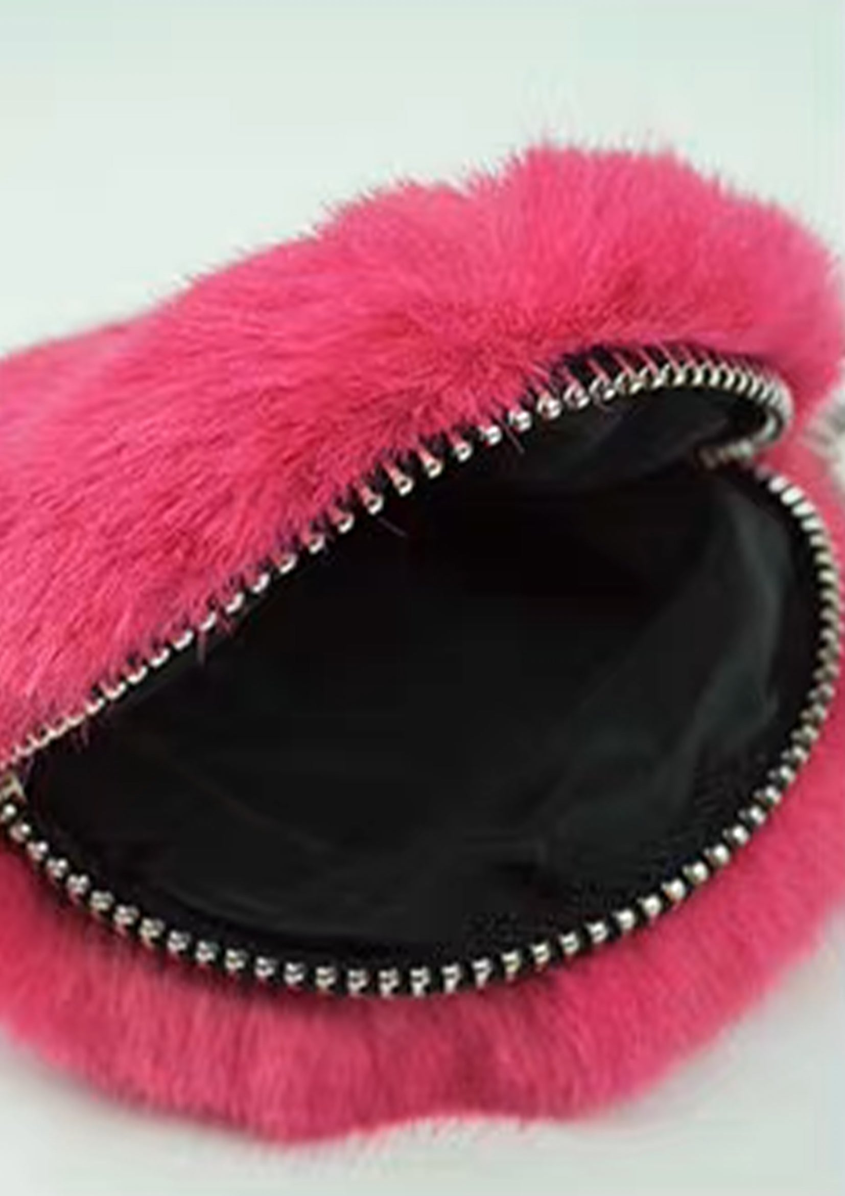 Faux fur crossbody mini round bag
