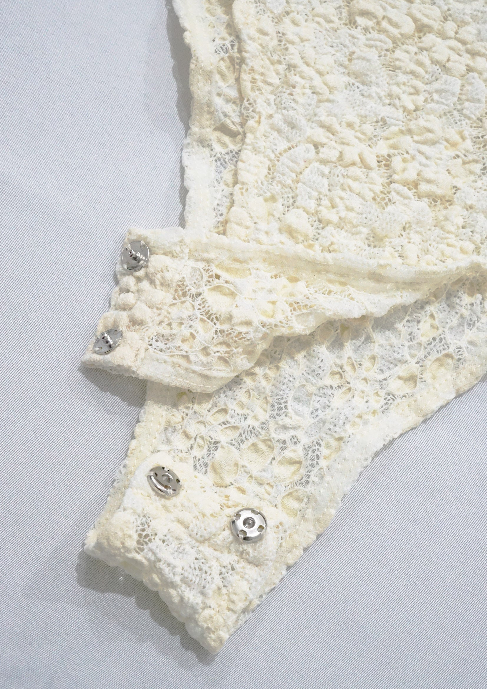 Floral lace see-through sling bodysuit in cream