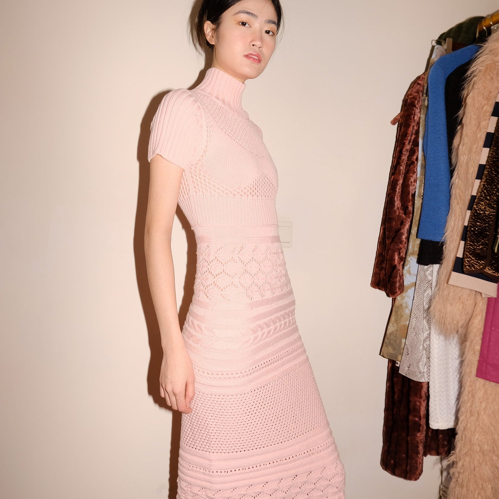 Splice crocheted dress in cherry blossom