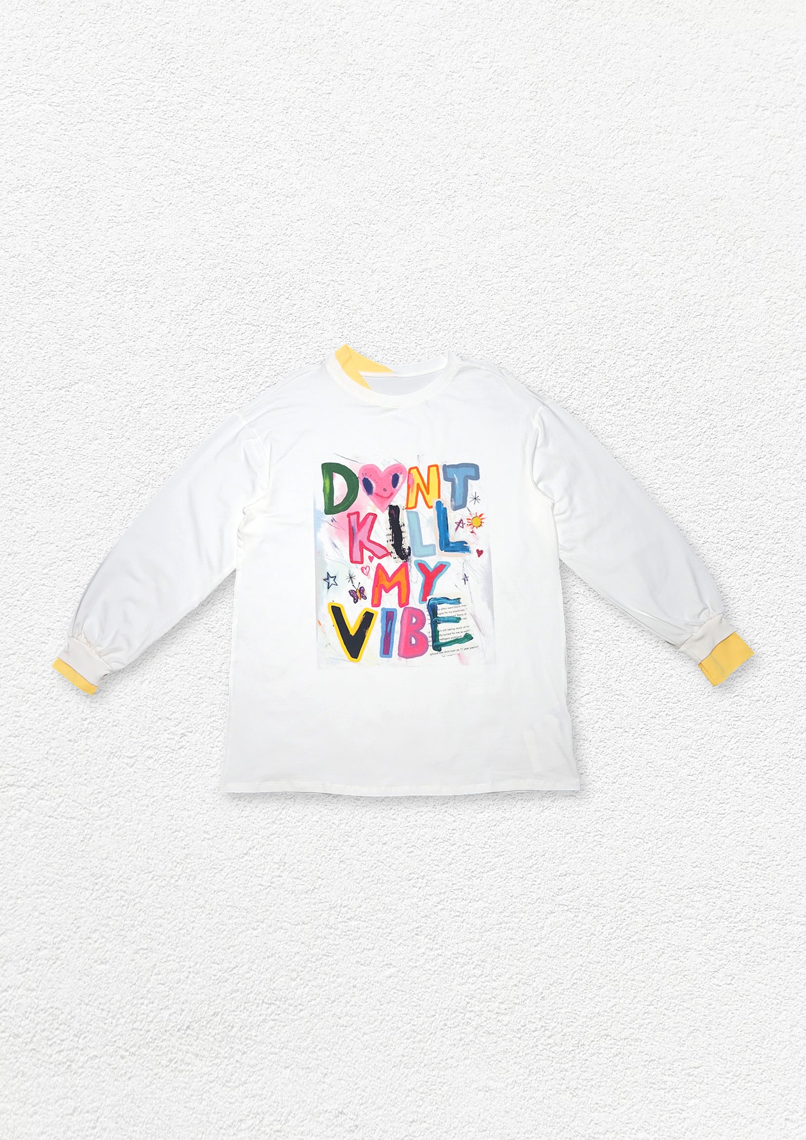 'Don't kill my vibe' unisex long sleeve tee - white