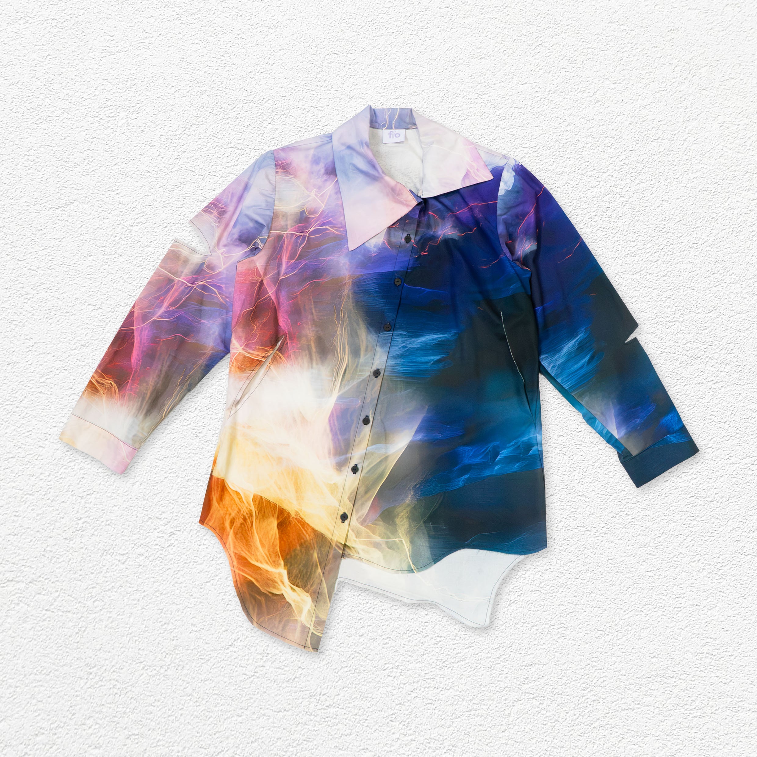 'Thunderstorm' asymmetric shirt - navy