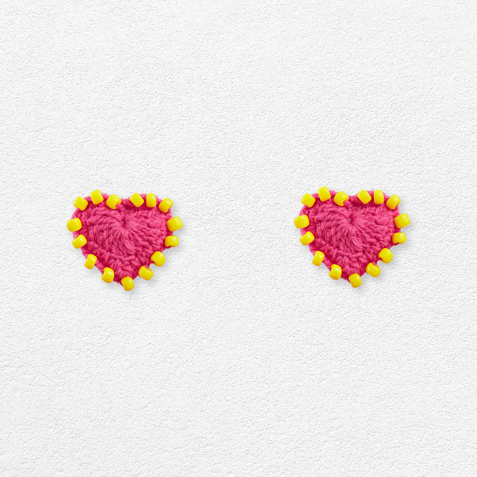 Heart crochet earrings - pink