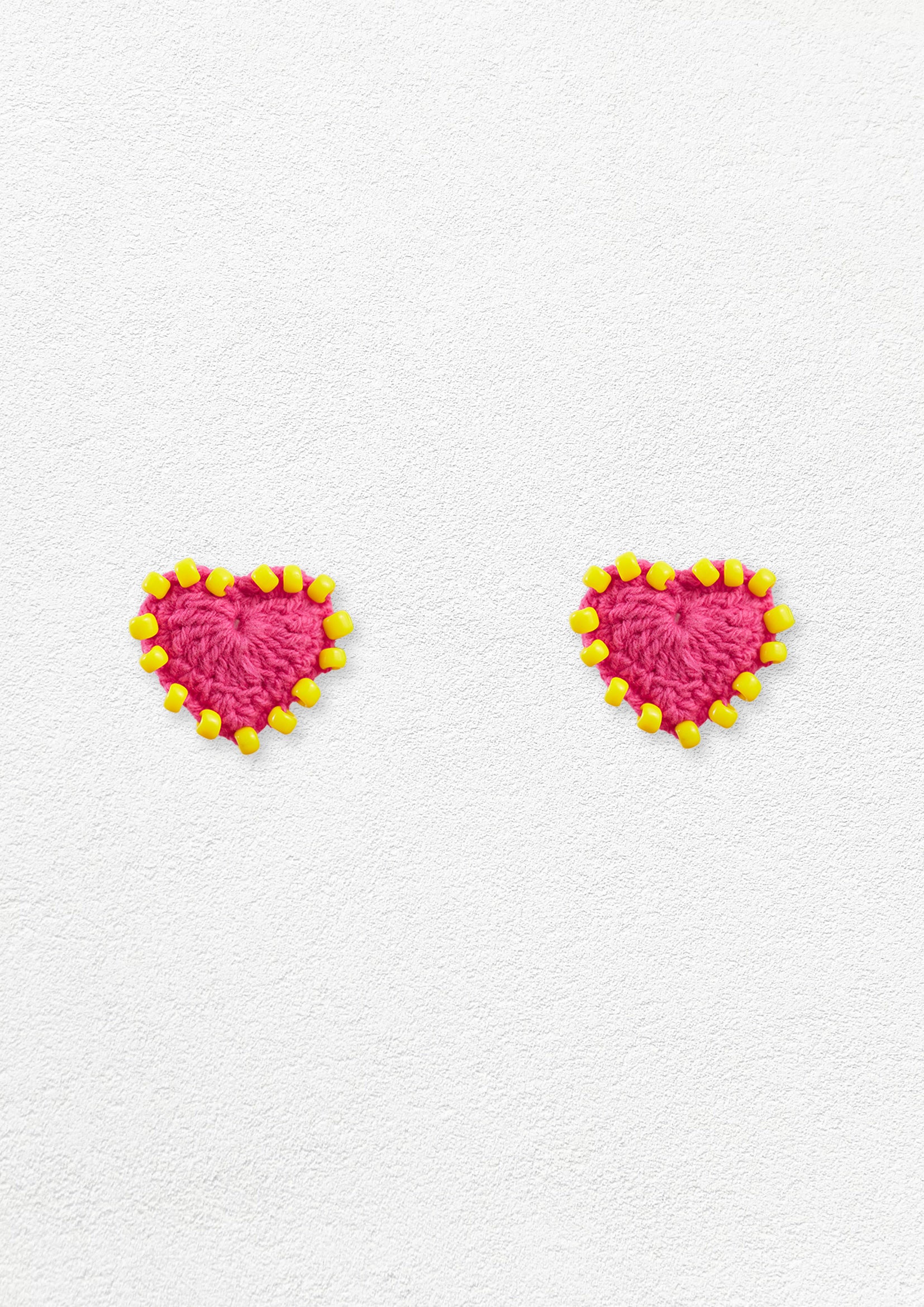 Heart crochet earrings - pink