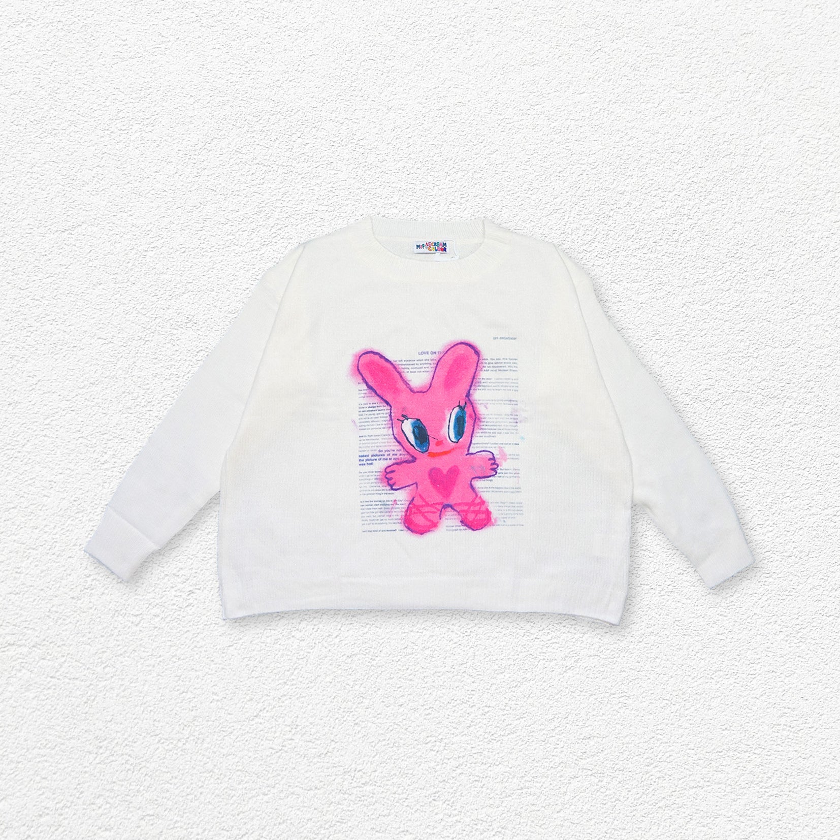 Pink bunny unisex knit jumper - white