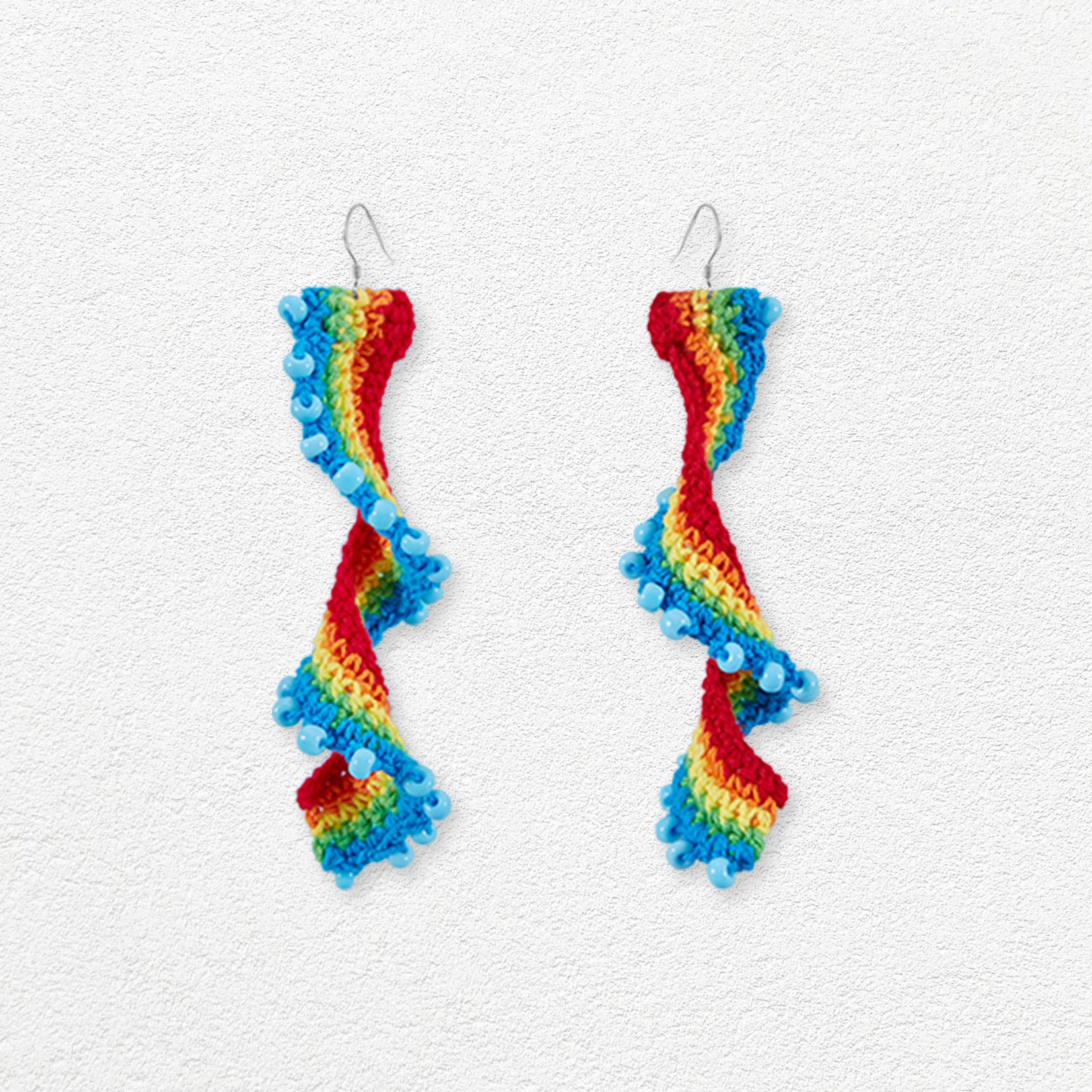 Rainbow twist crochet earrings