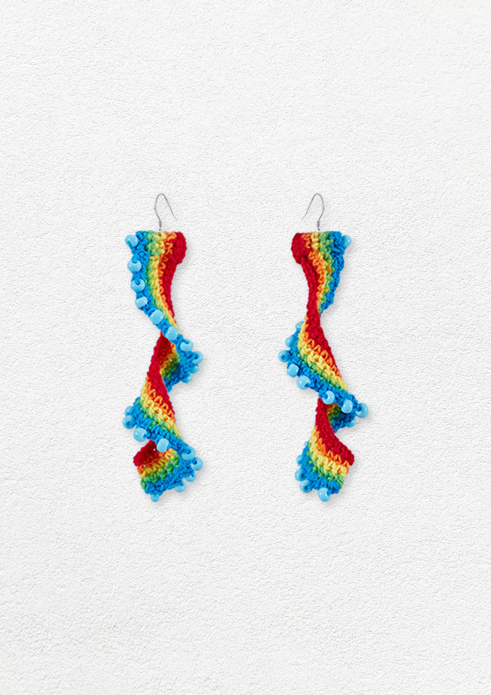 Rainbow twist crochet earrings