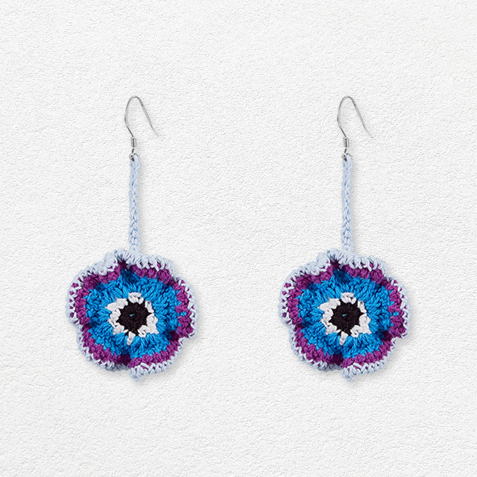 Coral reef crochet earrings - blue