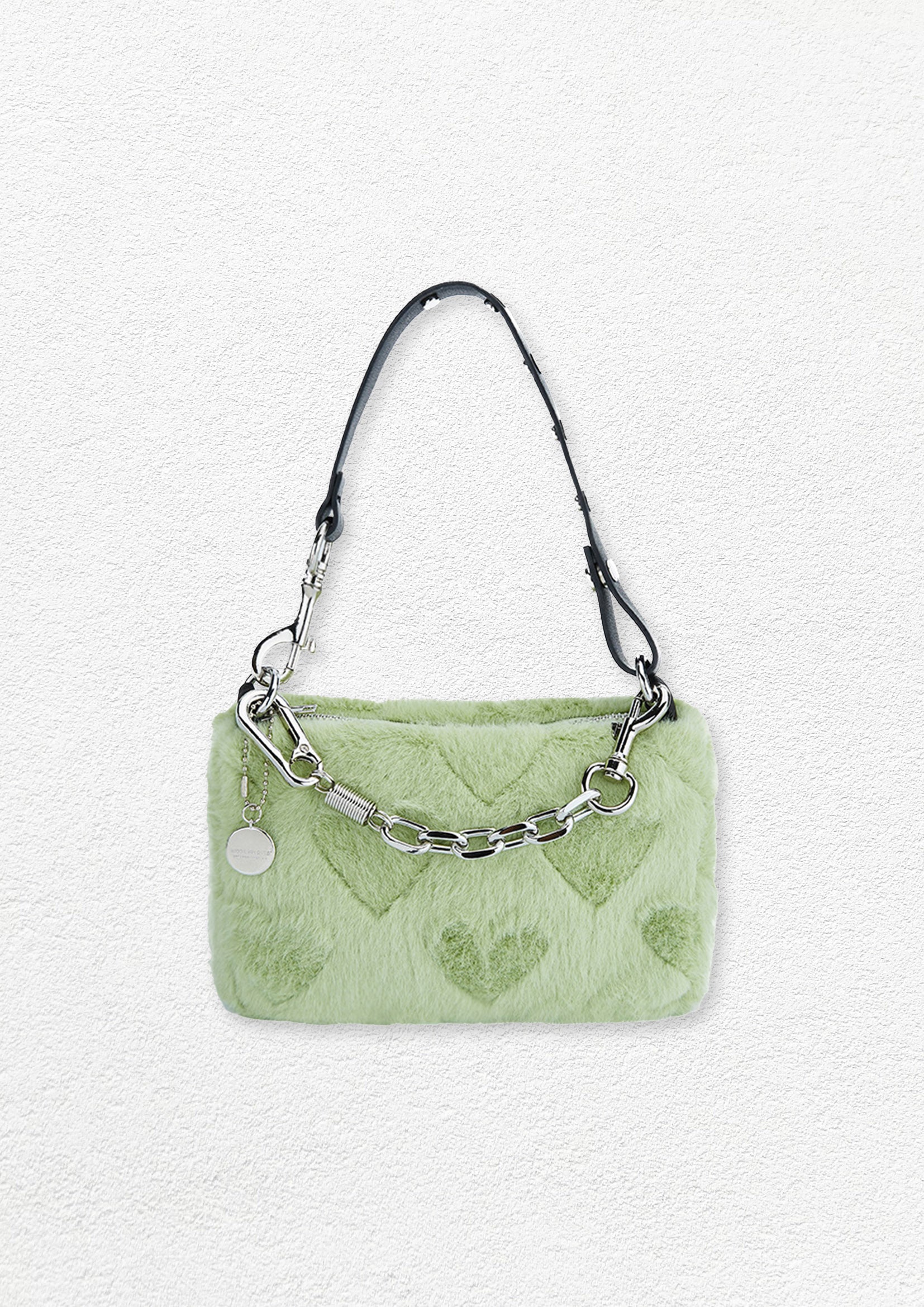 Fluffy shoulder/hand bag - mint heart