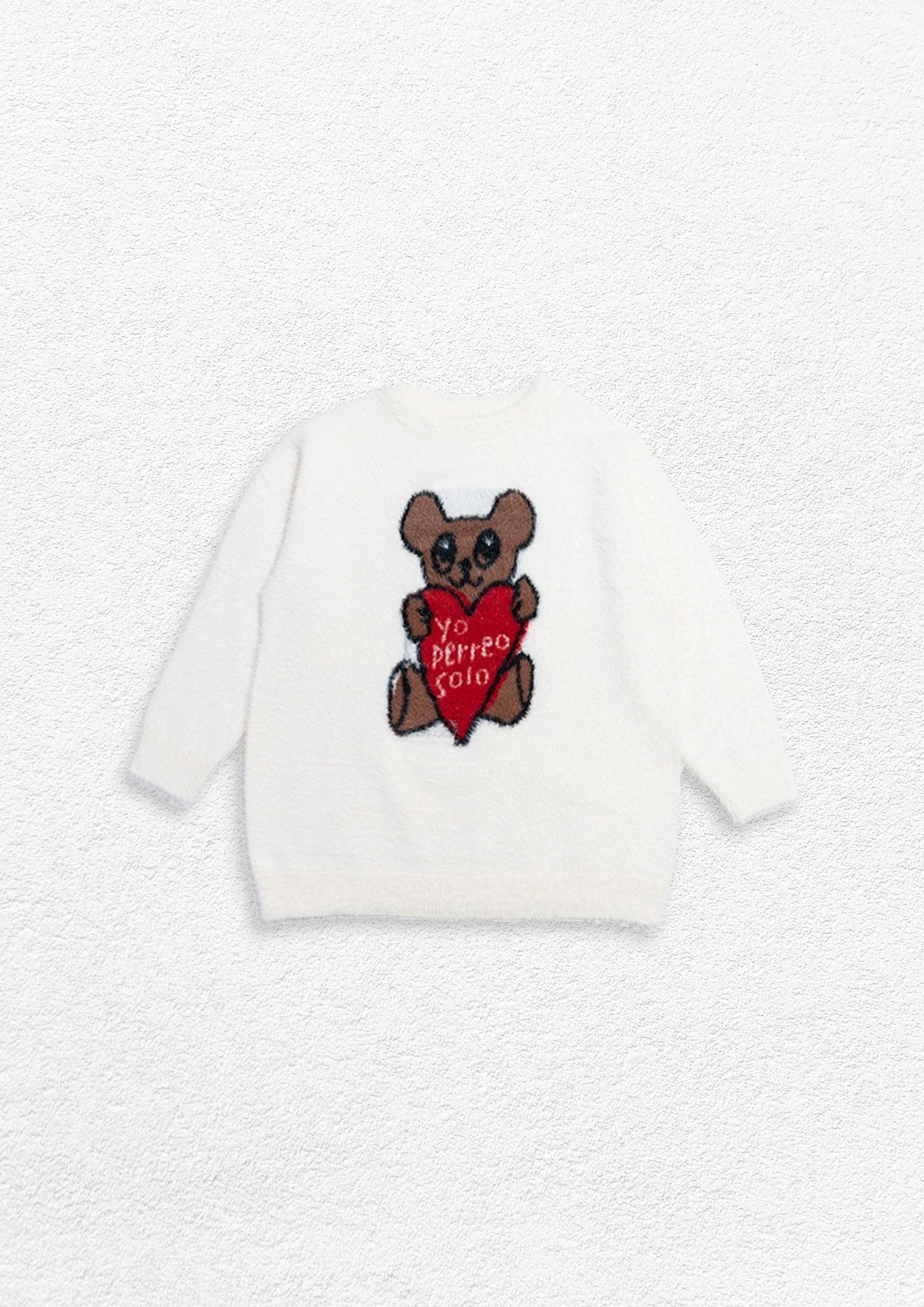 Love bear fluffy knit jumper - white