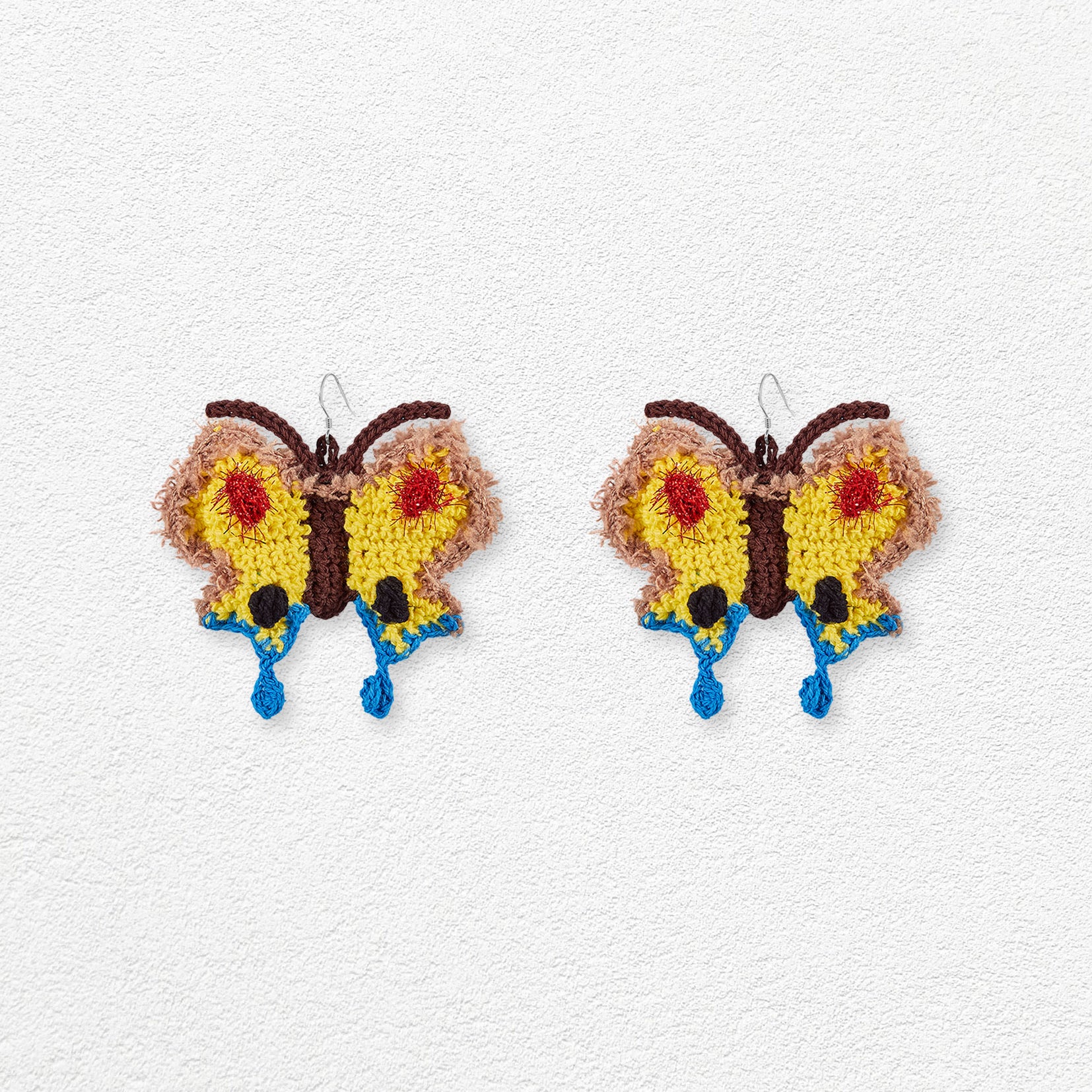 Butterfly crochet earrings - yellow