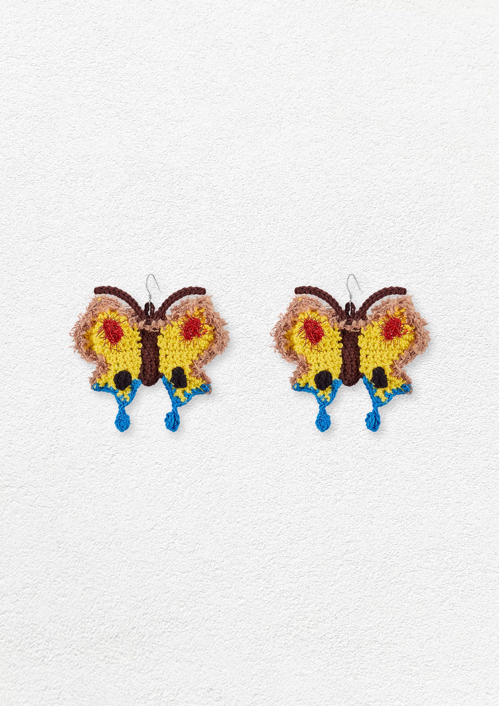 Butterfly crochet earrings - yellow