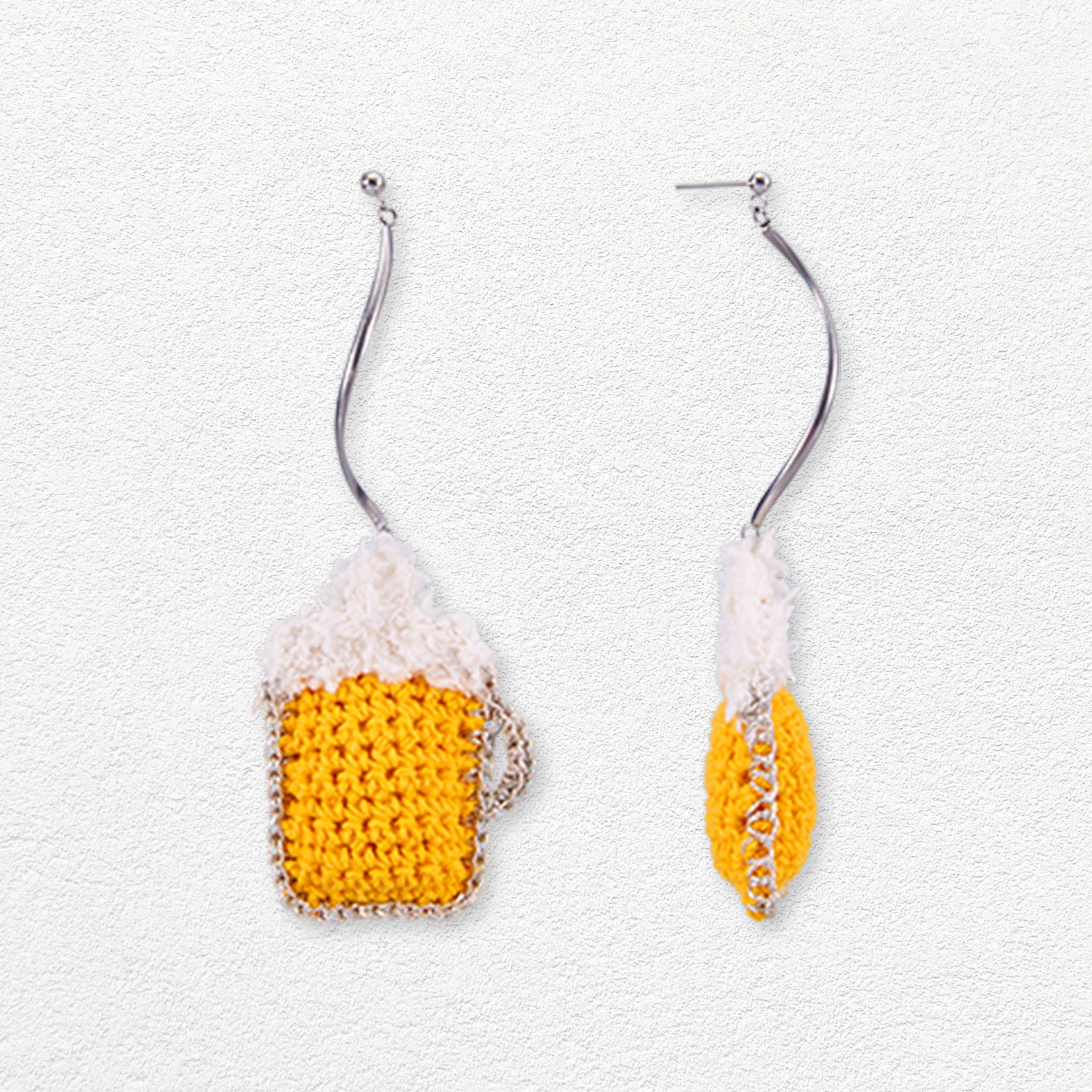 Beer crochet earrings - yellow