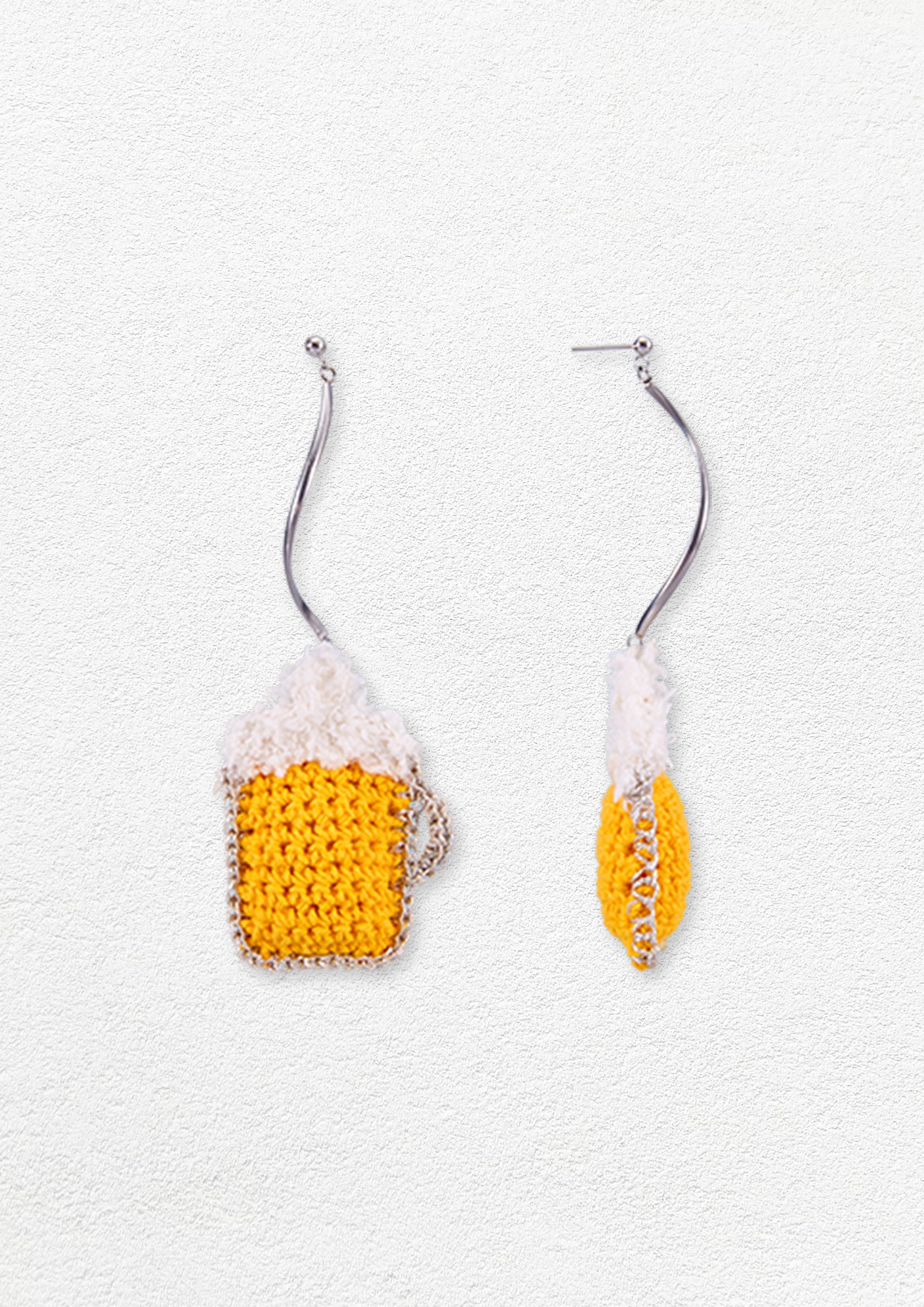 Beer crochet earrings - yellow