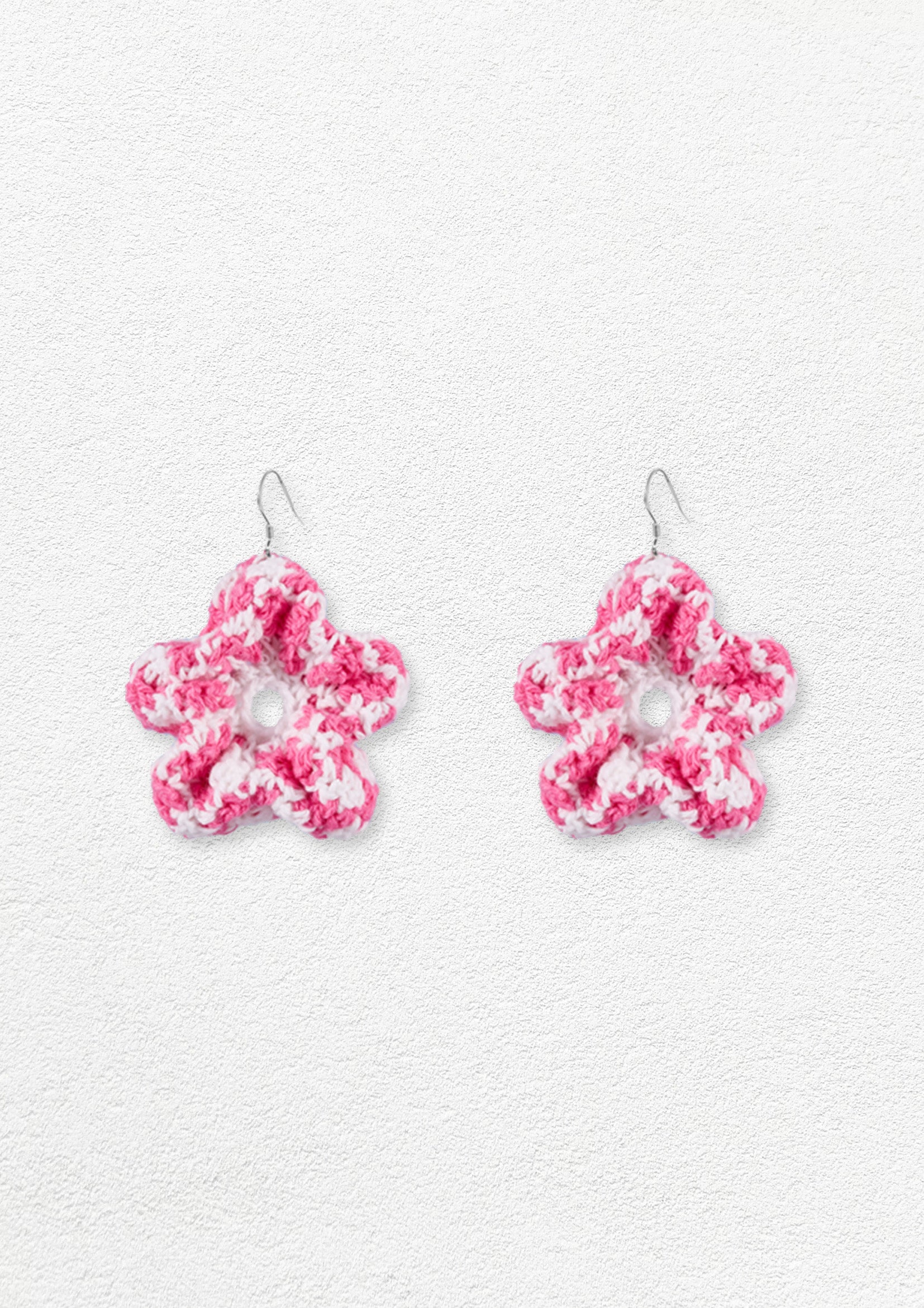 Bubble flower crochet earrings - pink