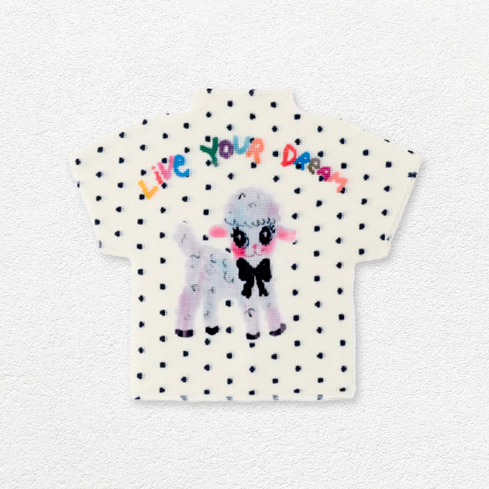 Lamb polka dots crinkle stretch crop tee - off-white