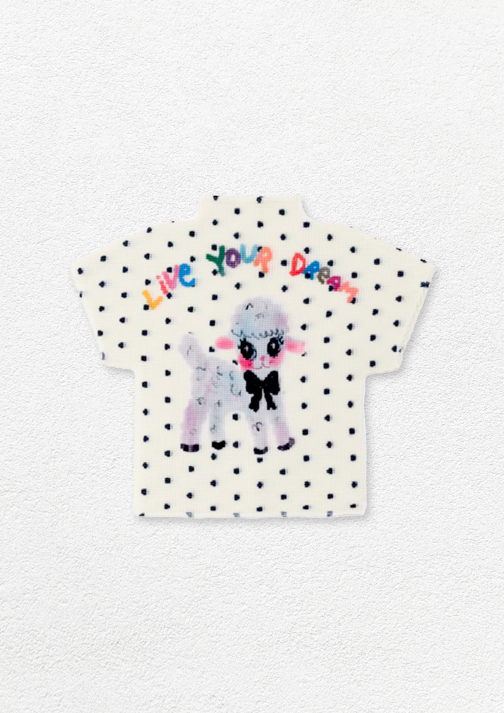 Lamb polka dots crinkle stretch crop tee - off-white