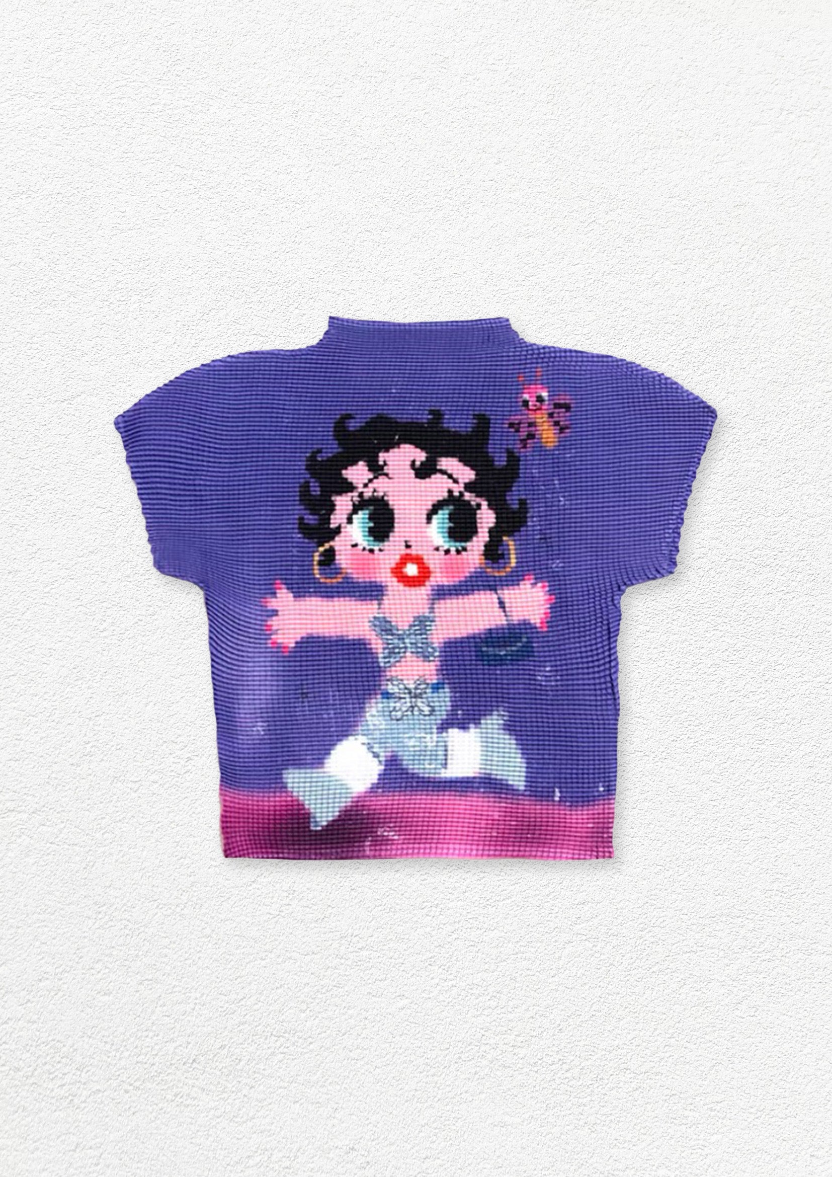 Betty crinkle stretch crop tee - purple