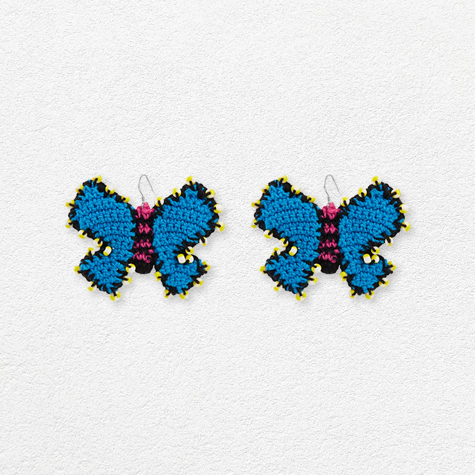 Butterfly crochet earrings - blue