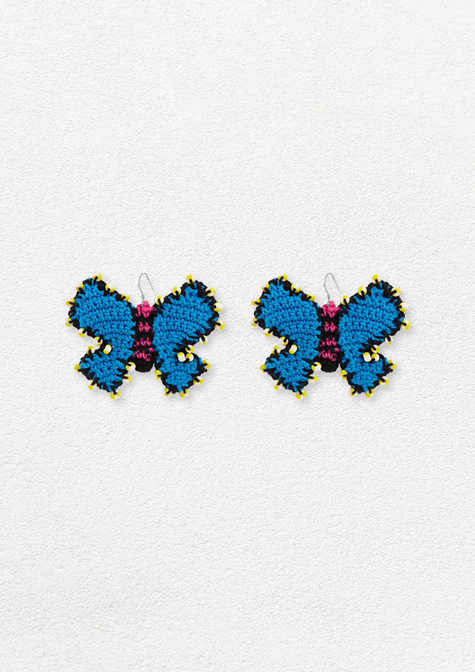 Butterfly crochet earrings - blue