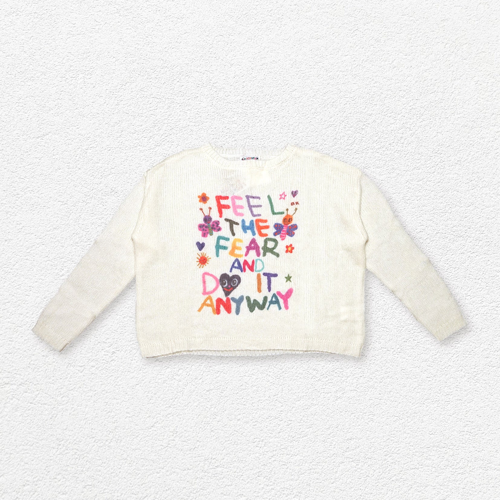 Typography wool knit jumper - off-white