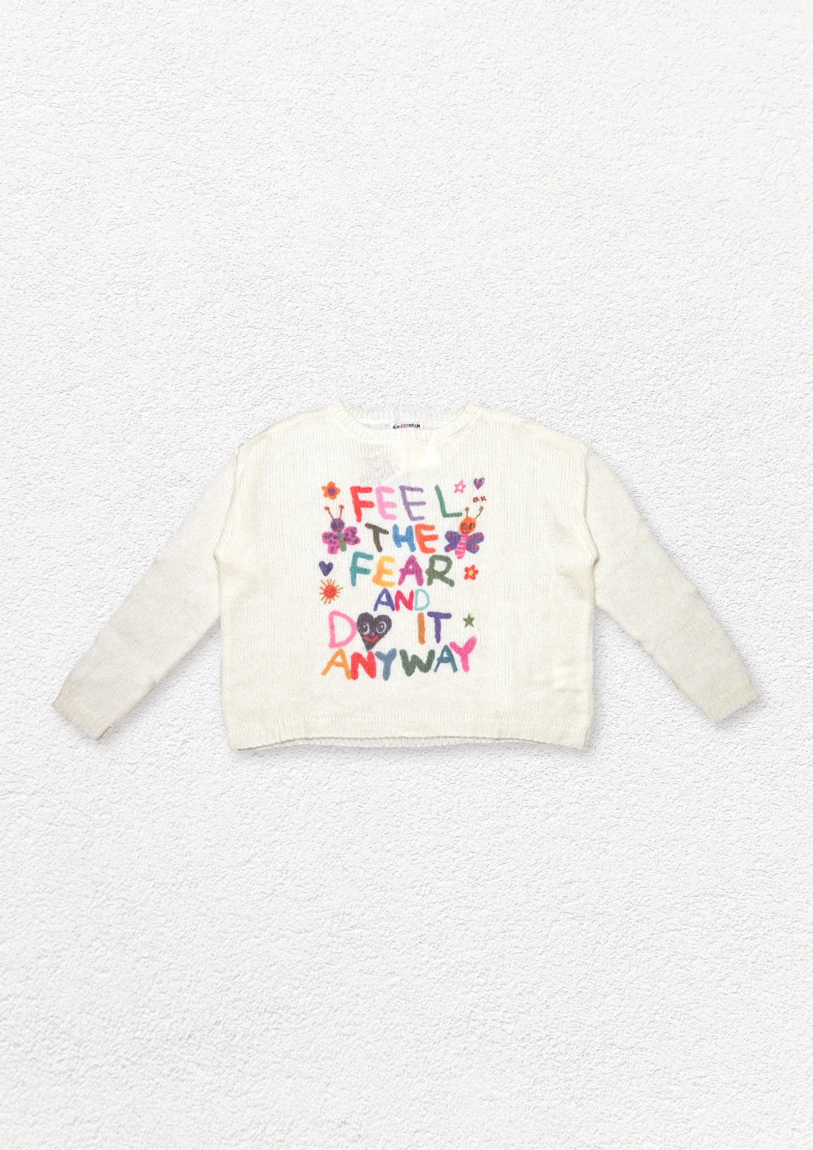 Typography wool knit jumper - off-white