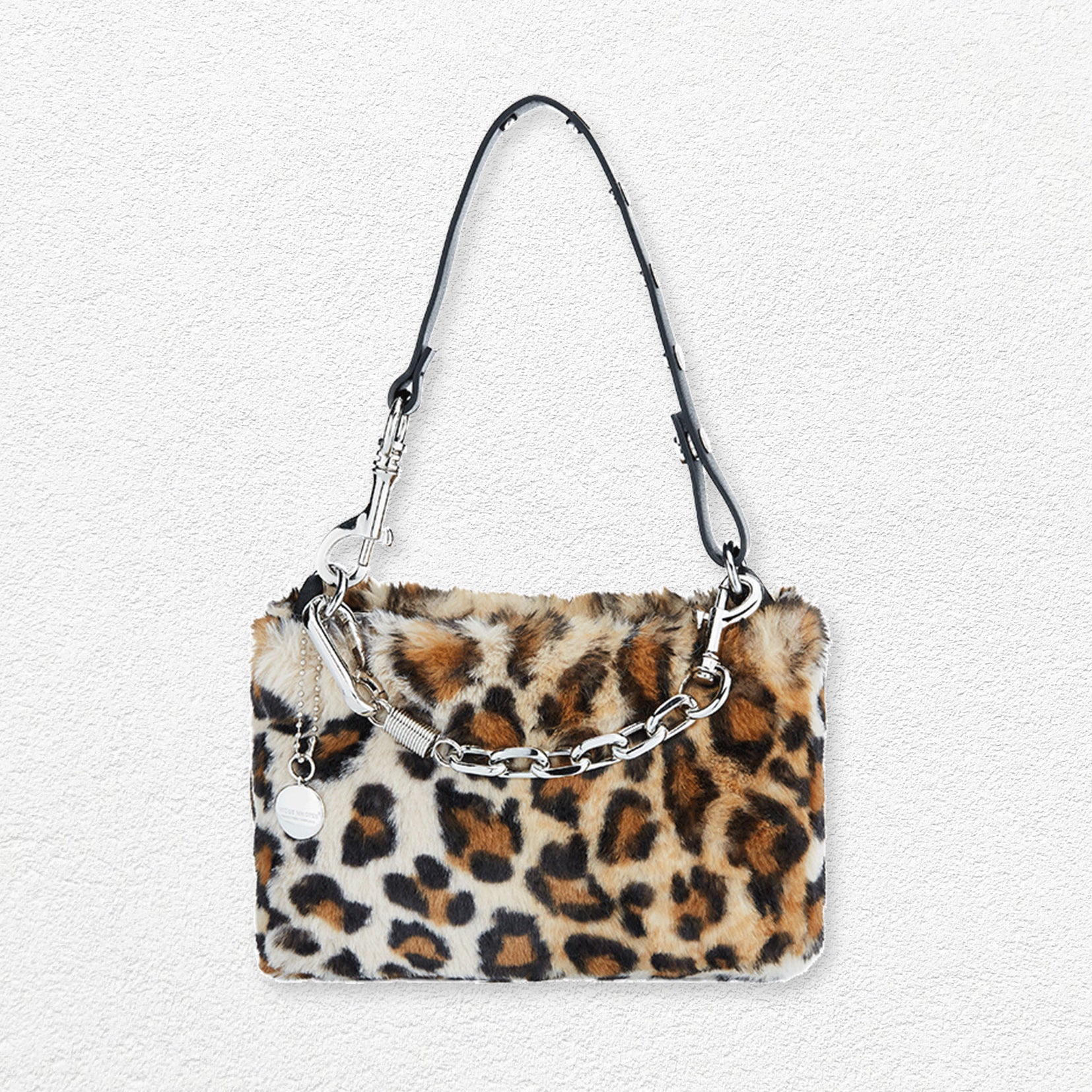 Faux fur shoulder/hand bag - leopard