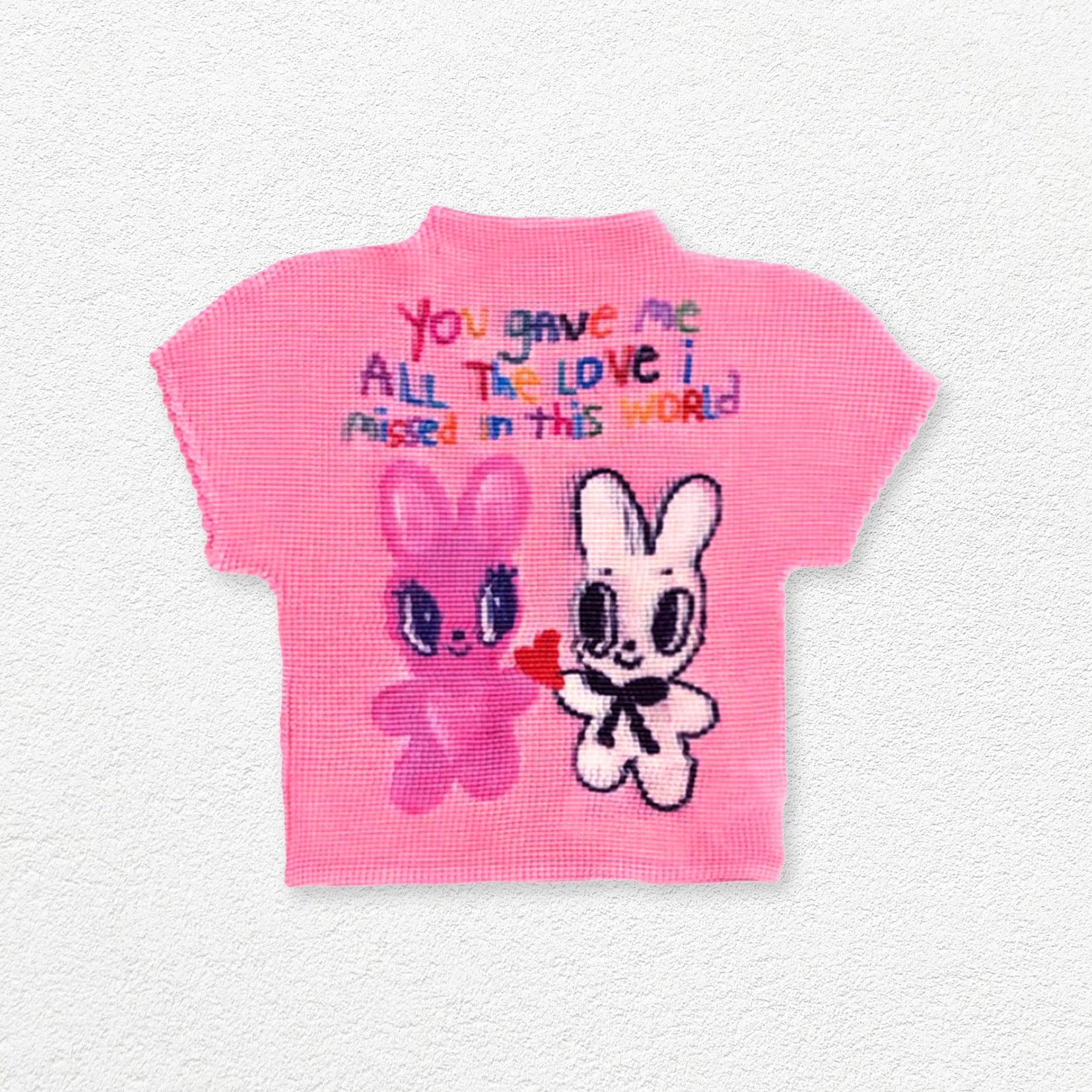 Bunny crinkle stretch crop tee - soft pink