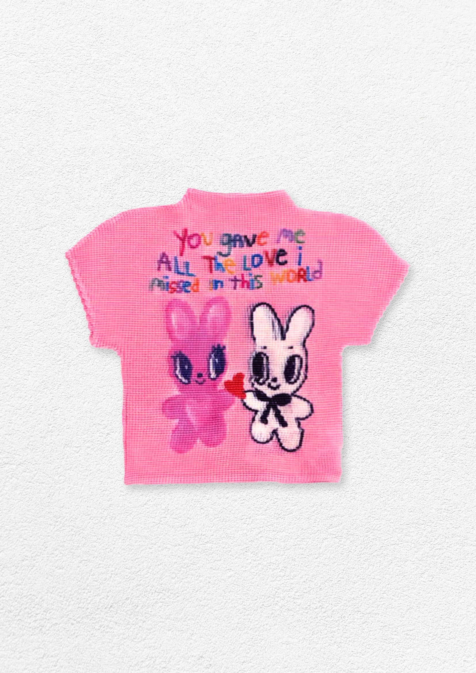 Bunny crinkle stretch crop tee - soft pink